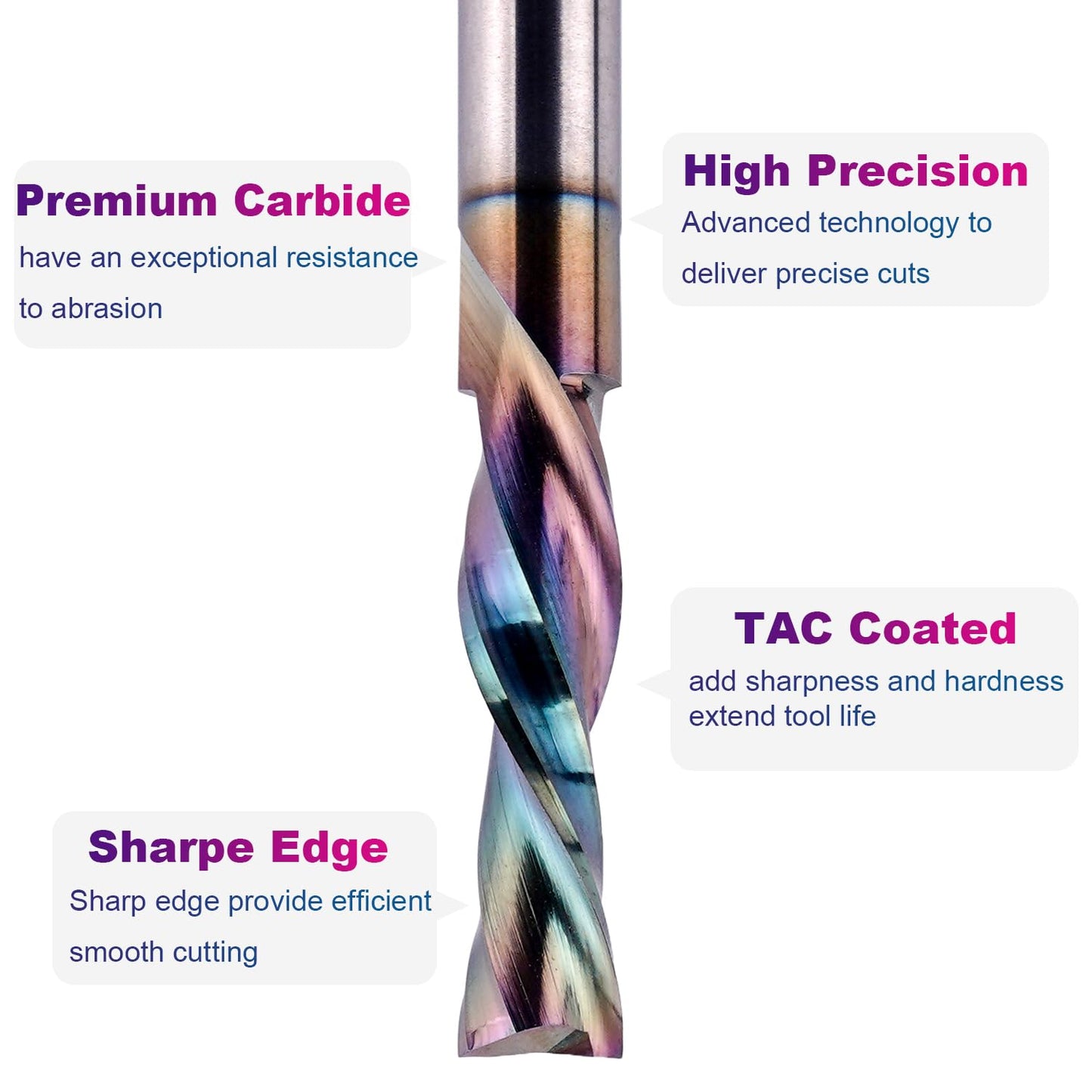 1/4 Inch Shank Downcut Spiral Router Bit with Extra Long Life Coating - 1/4 Inch Cutting Diameter, 1 Inch Cutting Length - CNC Router Bits End Mill for Woodwork Mortise Slot