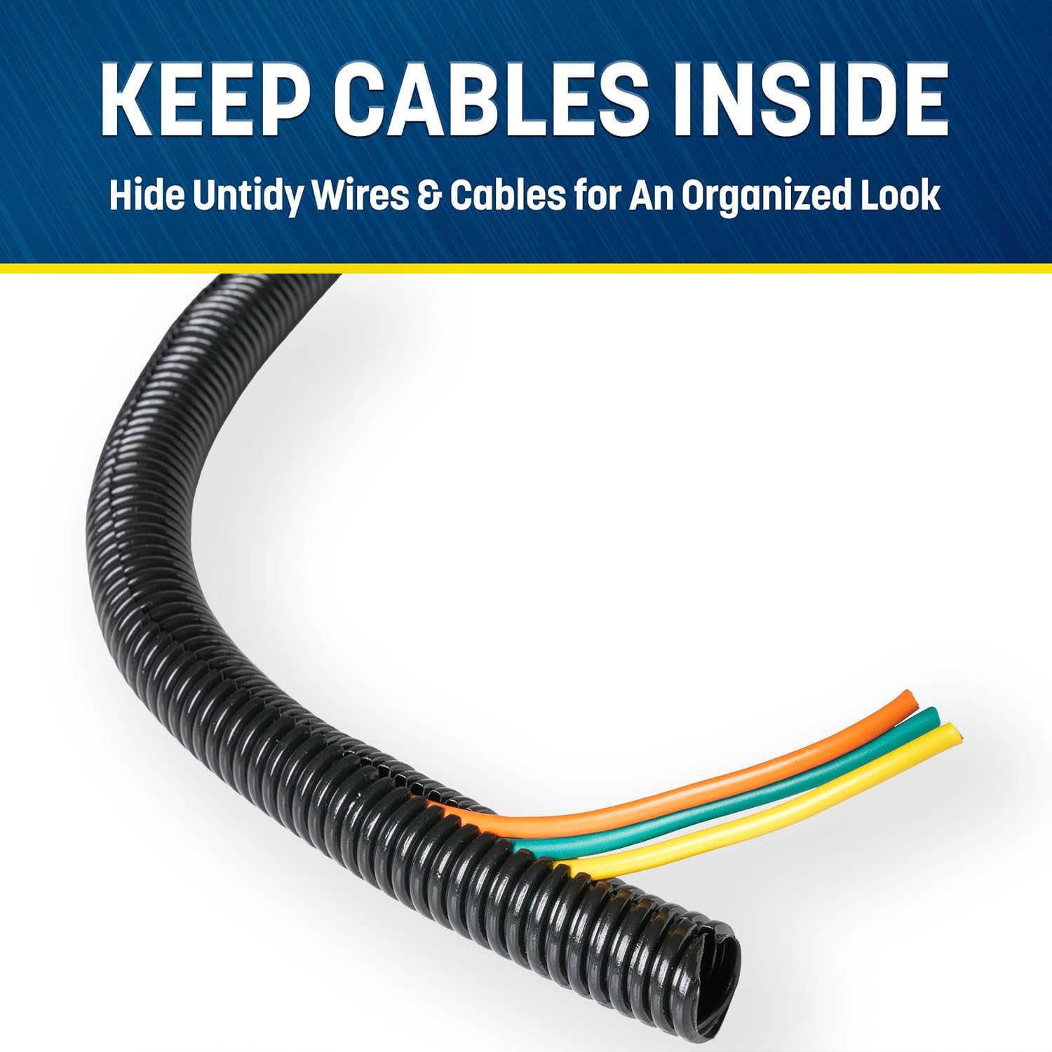 1/4 Inch x 100 Ft Split Cable Sleeves for Industrial Electrical Wires - High Temperature Cable Conduit by GS Power Wire Loom