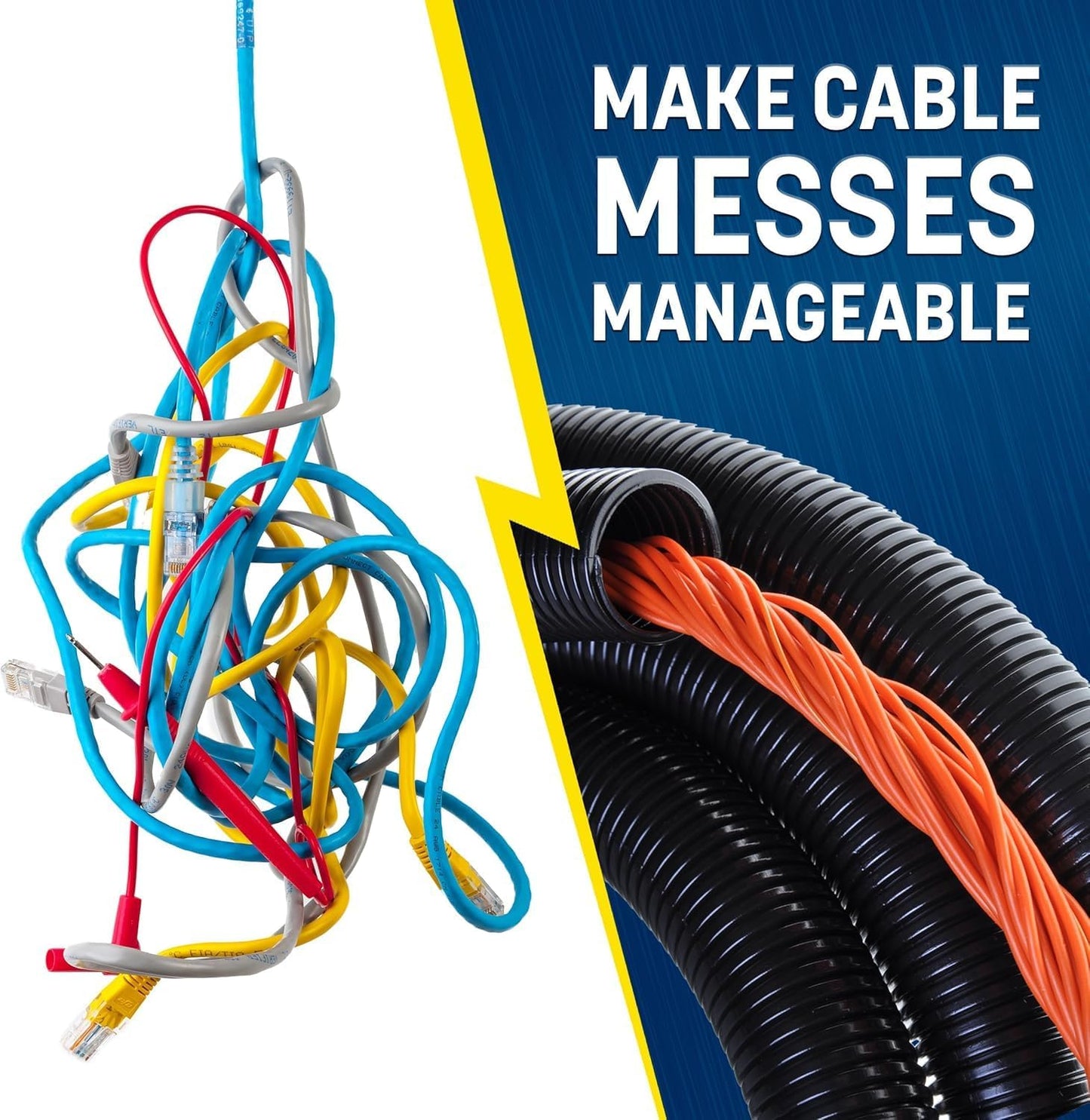 1/4 Inch x 100 Ft Split Cable Sleeves for Industrial Electrical Wires - High Temperature Cable Conduit by GS Power Wire Loom