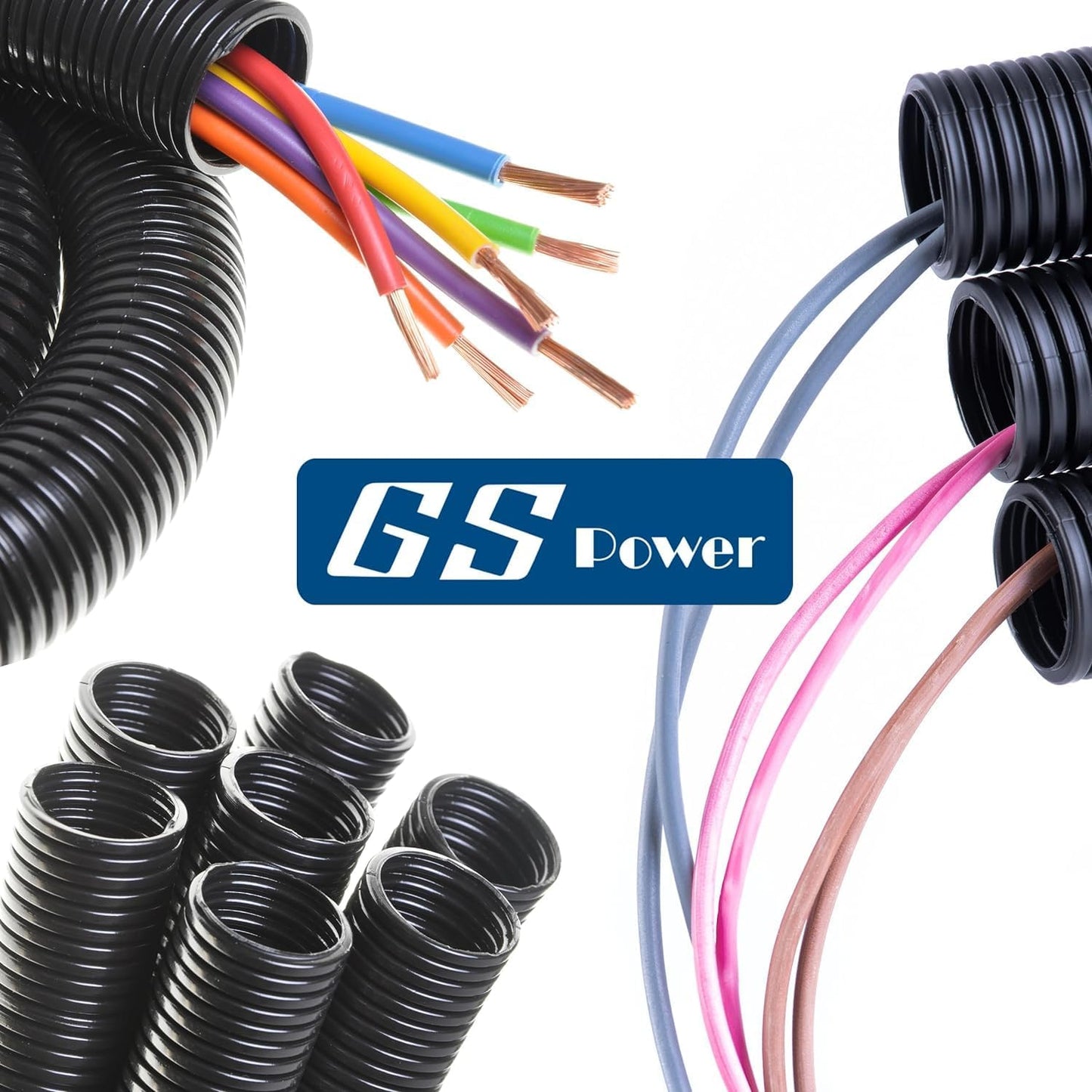 1/4 Inch x 100 Ft Split Cable Sleeves for Industrial Electrical Wires - High Temperature Cable Conduit by GS Power Wire Loom