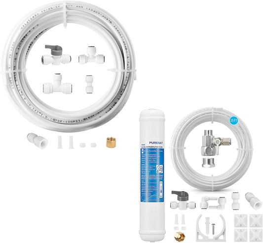 1/4" Inline Water Filter Kit with Ice Maker Water Line for Refrigerator - Quick Connect Post Carbon Filter Replacement for Reverse Osmosis System