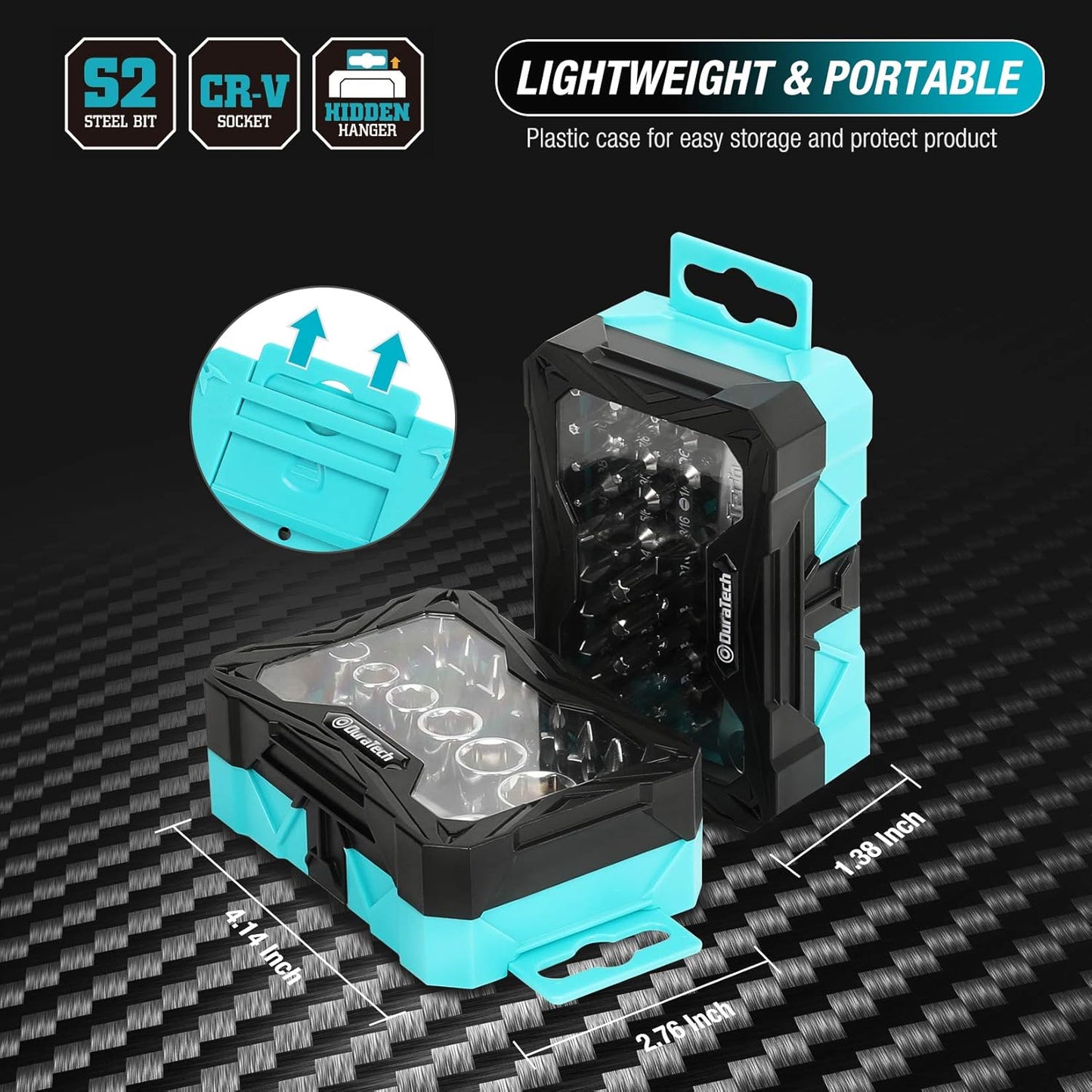 1/4" Mini Ratchet Wrench and Screwdriver Bit Set - DURATECH 56-piece 2-in-1 Set with Bit Socket Set and Storage Cases - 72-Tooth and 60-Tooth