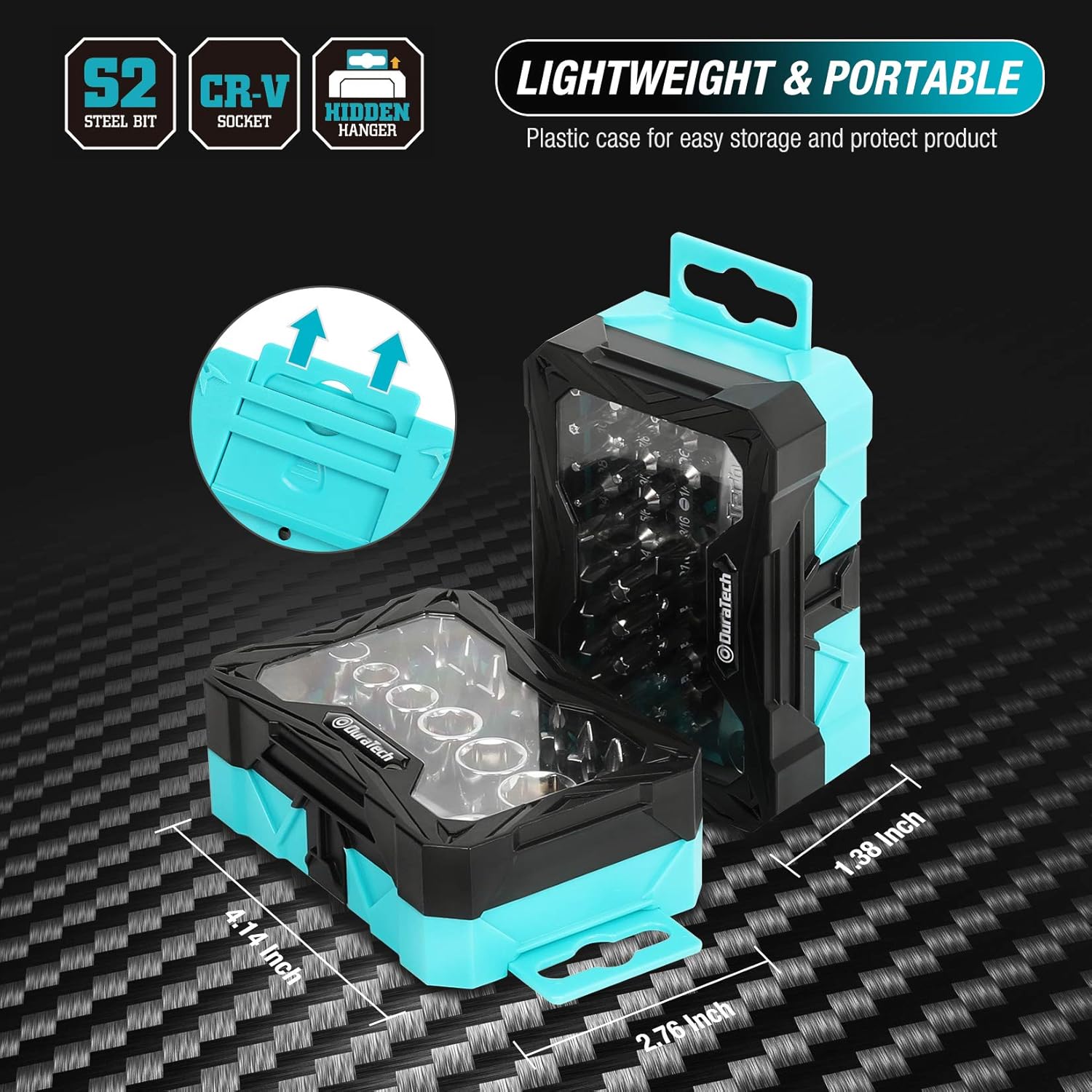 1/4" Mini Ratchet Wrench and Screwdriver Bit Set - DURATECH 56-piece 2-in-1 Set with Bit Socket Set and Storage Cases - 72-Tooth and 60-Tooth