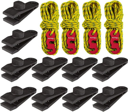 14-Piece Heavy Duty Tarp Clips with Cords - Strong Awning Clamp Fasteners for Tarps, Car Covers, Canvas, and Swimming Pools