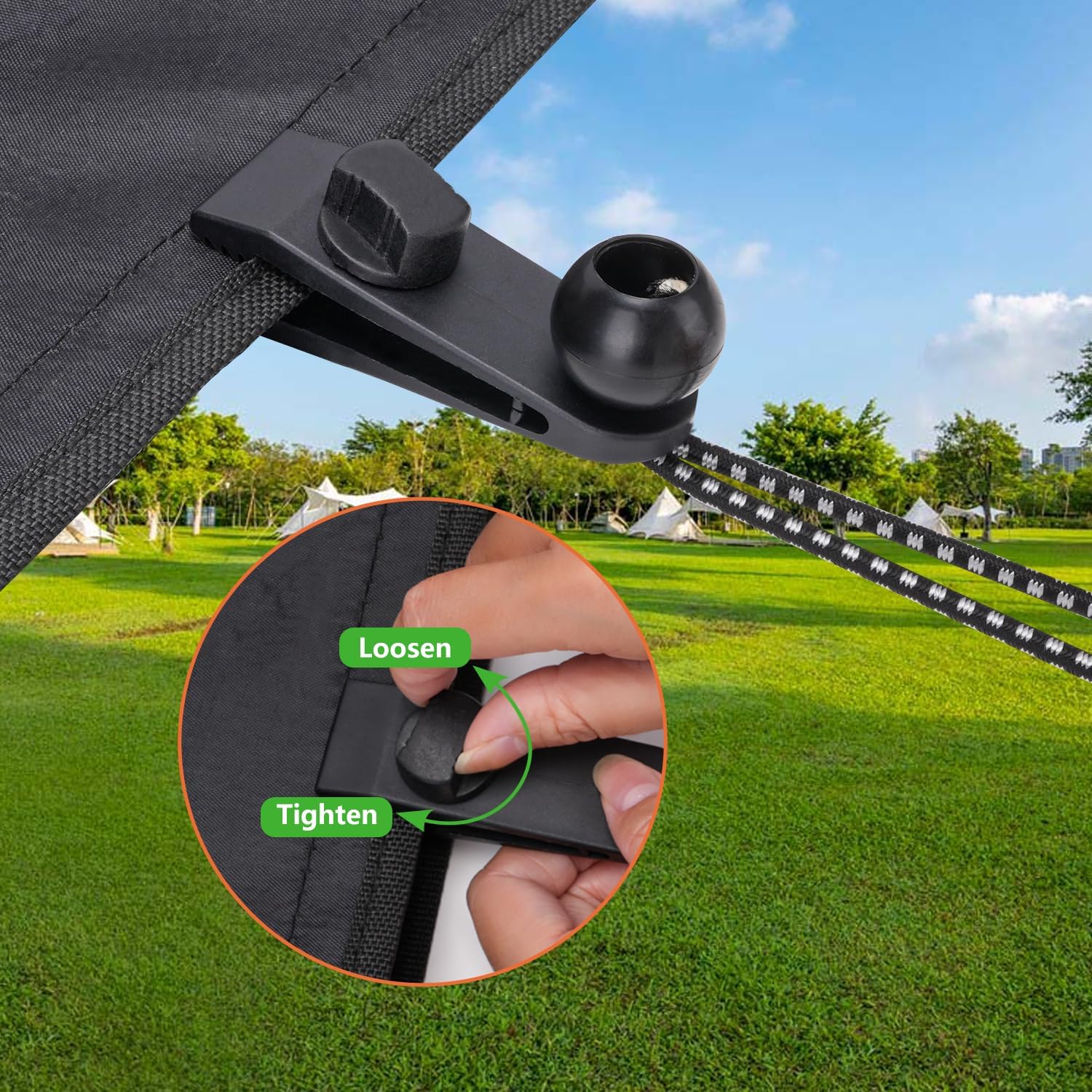 14-Piece Heavy Duty Tarp Clips with Cords - Strong Awning Clamp Fasteners for Tarps, Car Covers, Canvas, and Swimming Pools