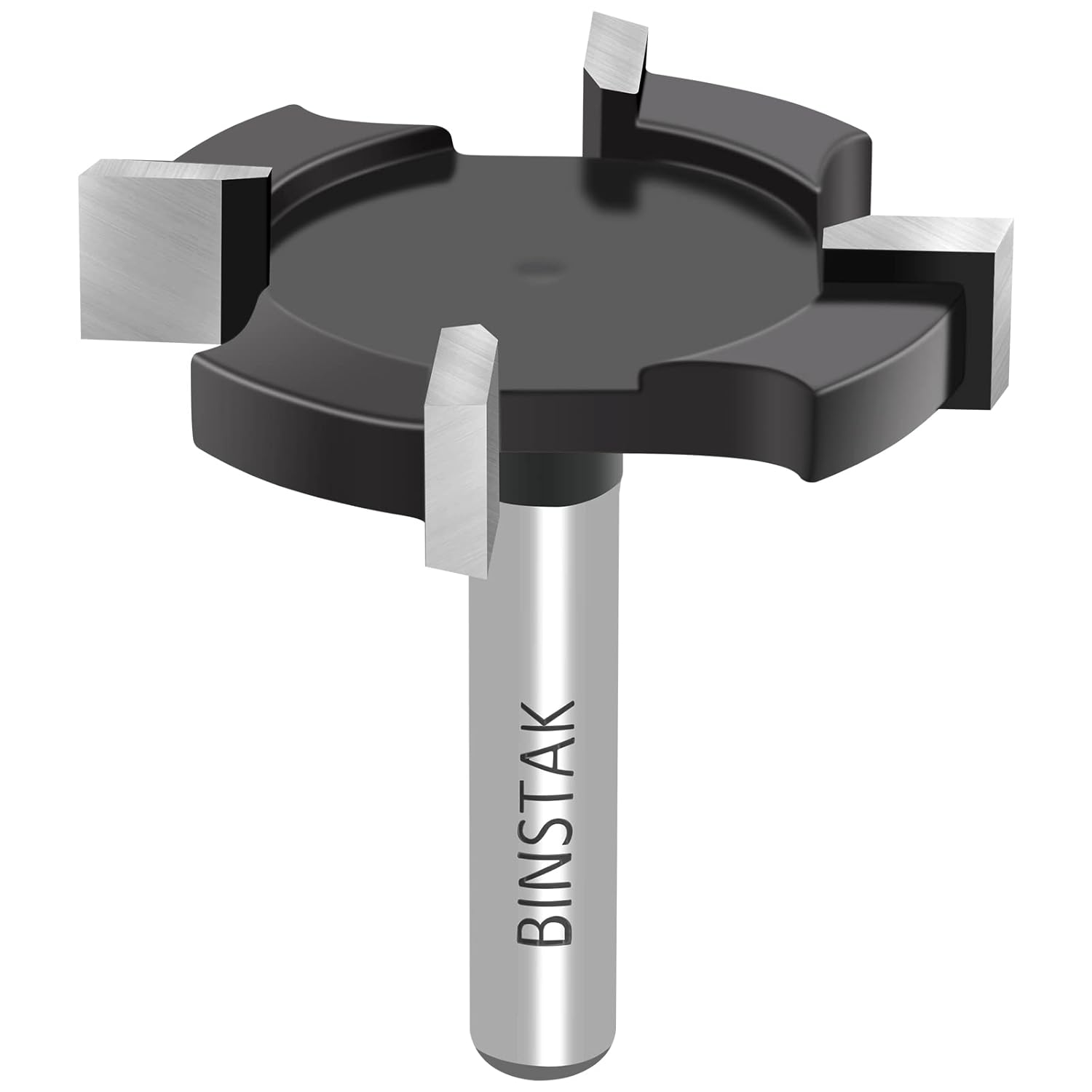 1/4" Shank CNC Spoilboard Surfacing Router Bit - 1-1/2" Cutting Diameter, Carbide-4 Wings - Slab Flattening & Planing Wood Bit