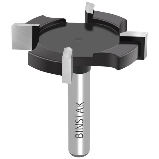 1/4" Shank CNC Spoilboard Surfacing Router Bit - 1-1/2" Cutting Diameter, Carbide-4 Wings - Slab Flattening & Planing Wood Bit