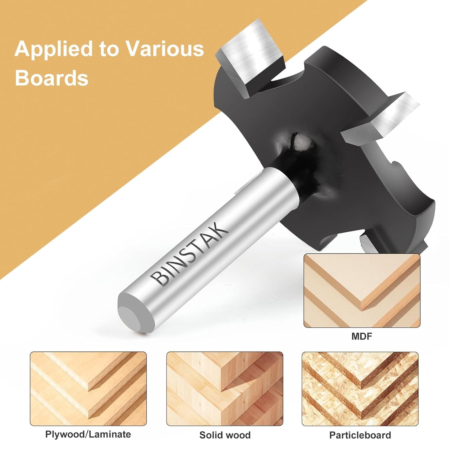 1/4" Shank CNC Spoilboard Surfacing Router Bit - 1-1/2" Cutting Diameter, Carbide-4 Wings - Slab Flattening & Planing Wood Bit
