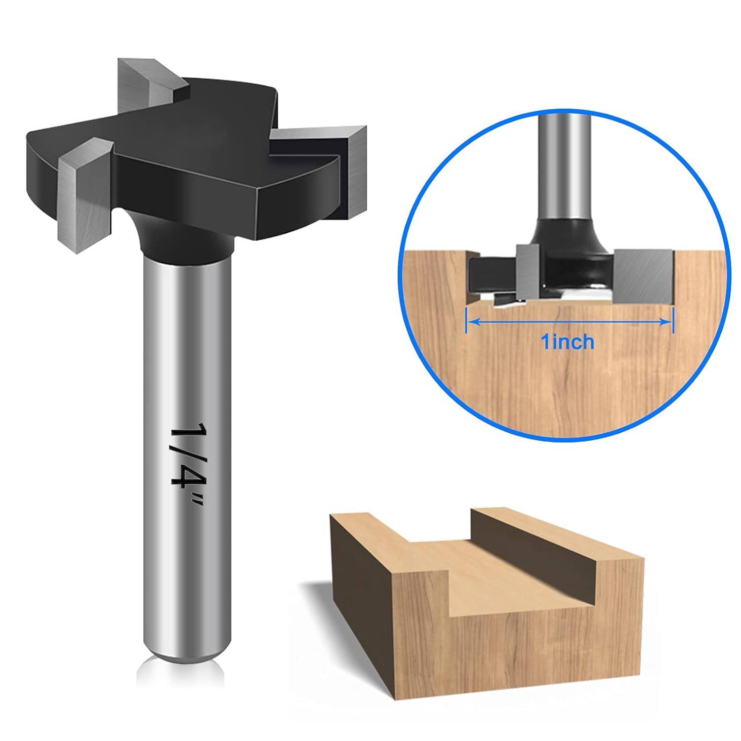 1/4" Shank CNC Spoilboard Surfacing Router Bit with Carbide Inserts - Dado, Planer, Slab Flattening Cutter for Woodworking