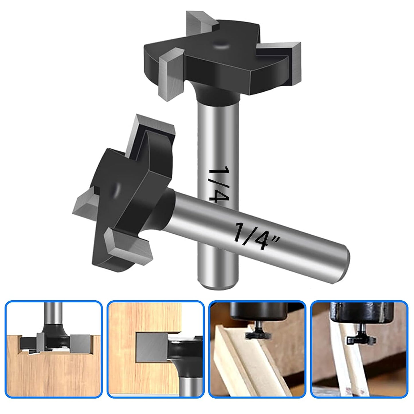 1/4" Shank CNC Spoilboard Surfacing Router Bit with Carbide Inserts - Dado, Planer, Slab Flattening Cutter for Woodworking