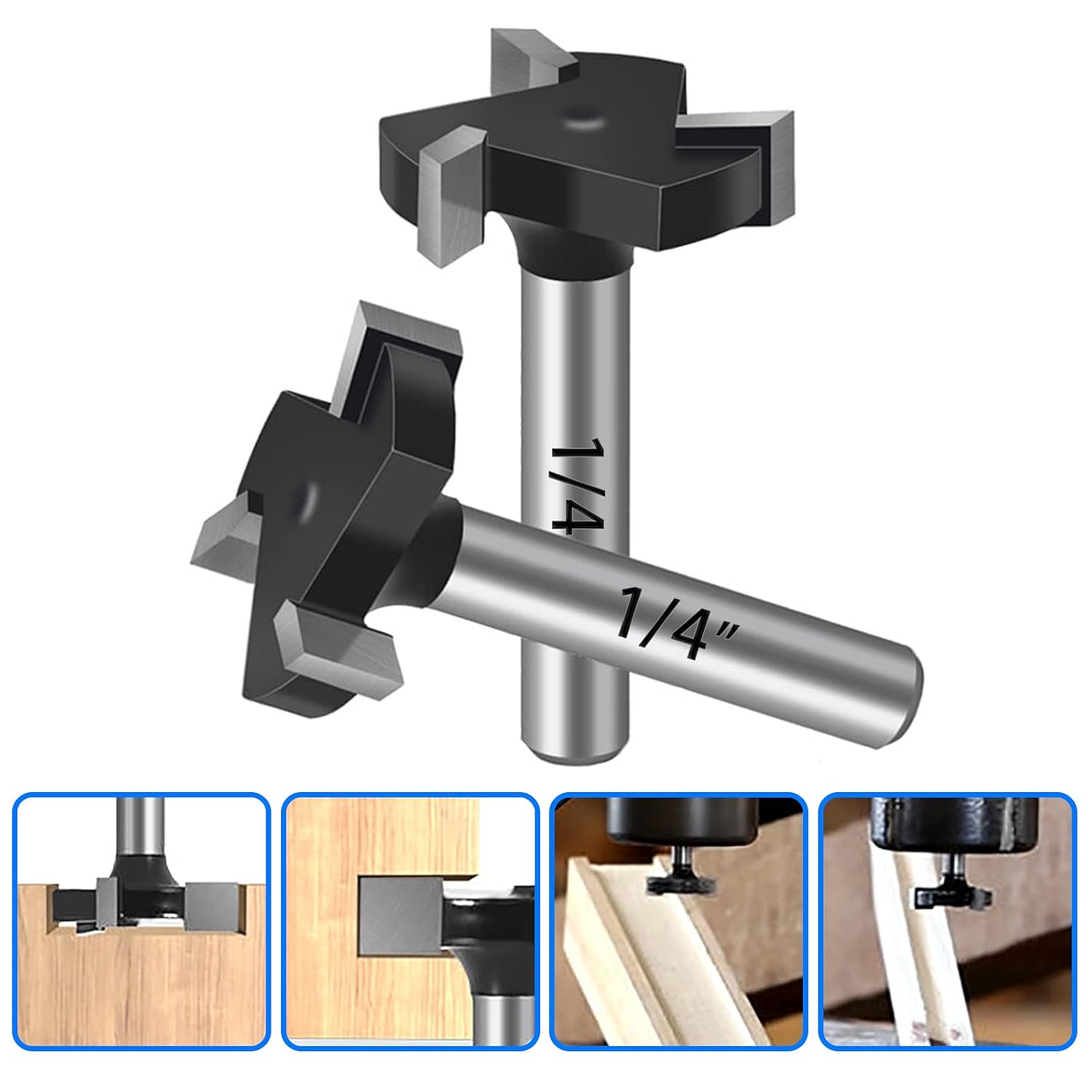 1/4" Shank CNC Spoilboard Surfacing Router Bit with Carbide Inserts - Dado, Planer, Slab Flattening Cutter for Woodworking