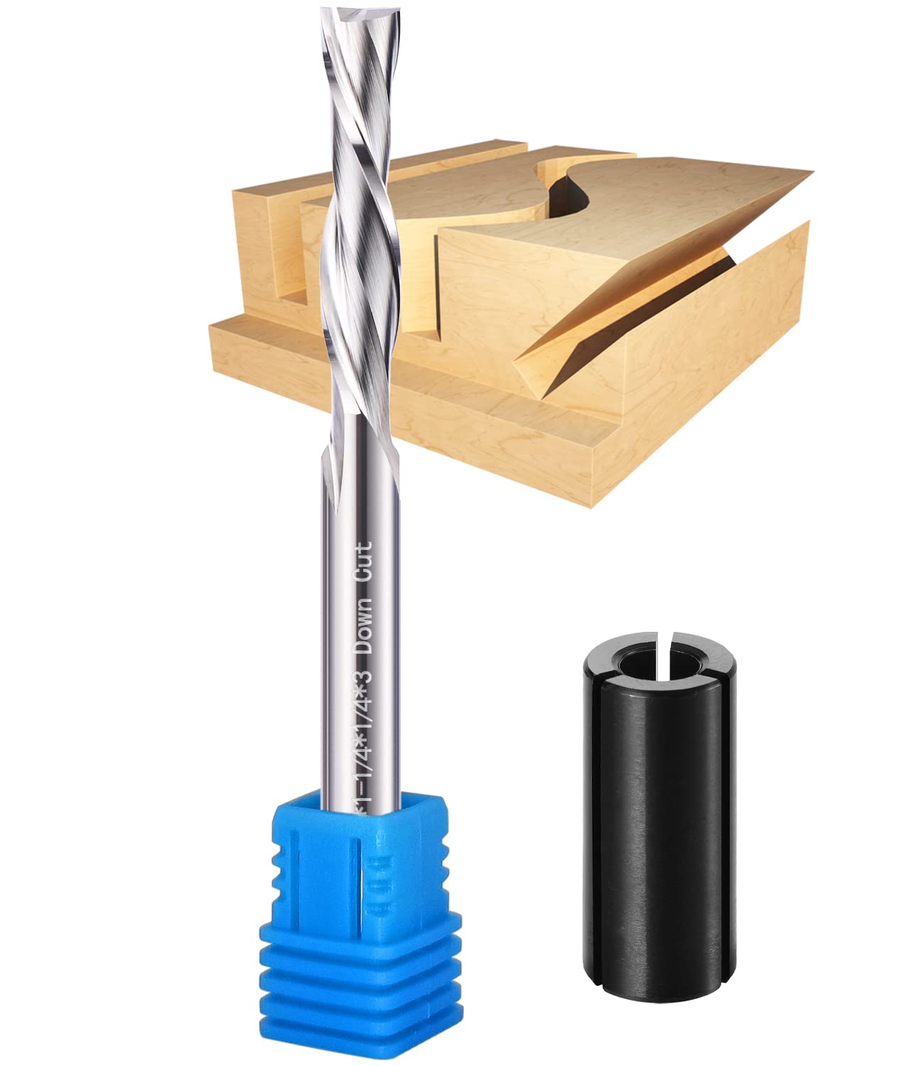 1/4" Shank Down-Cut Spiral Router Bit - 2 Flute CNC End Mill for Wood Carving - 1/4" Diameter x 1-1/4" Length x 3" Long