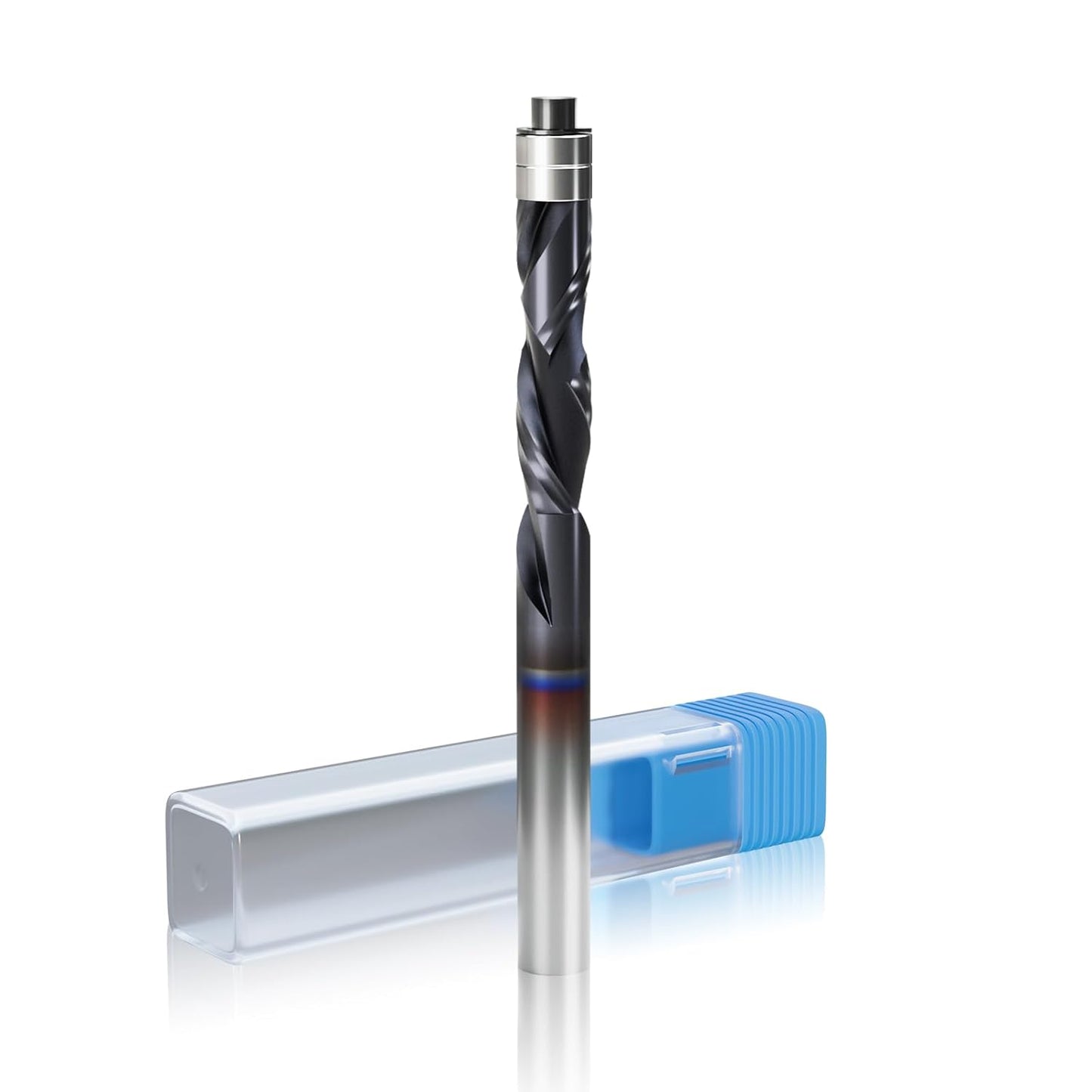 1/4" Shank Up & Down Spiral Flush Trim Router Bit - Double Ball Bearing, 1-1/8" Cutting Length, Extra Long 3" - Carbide Spiral Pattern Router Bit for Woodworking