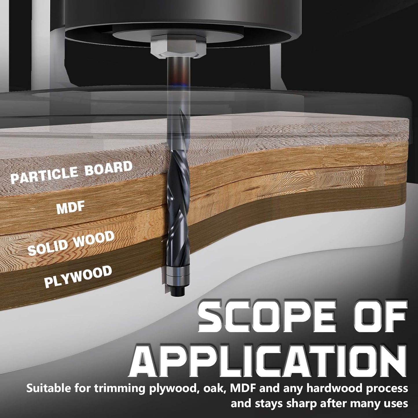 1/4" Shank Up & Down Spiral Flush Trim Router Bit - Double Ball Bearing, 1-1/8" Cutting Length, Extra Long 3" - Carbide Spiral Pattern Router Bit for Woodworking