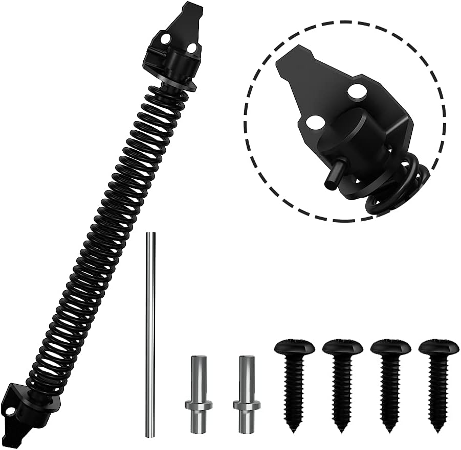 14" Skysen Fence Gate Spring: Self Closing & Adjustable for Wooden or Vinyl Fence - Carbon Steel, Black