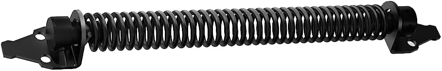 14" Skysen Fence Gate Spring: Self Closing & Adjustable for Wooden or Vinyl Fence - Carbon Steel, Black