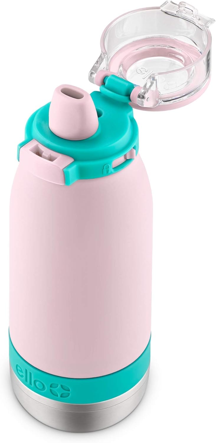 14oz Vacuum Insulated Stainless Steel Kids Water Bottle with Straw, Carrying Handle, and Leak-Proof Lid for School and Outdoor Activities