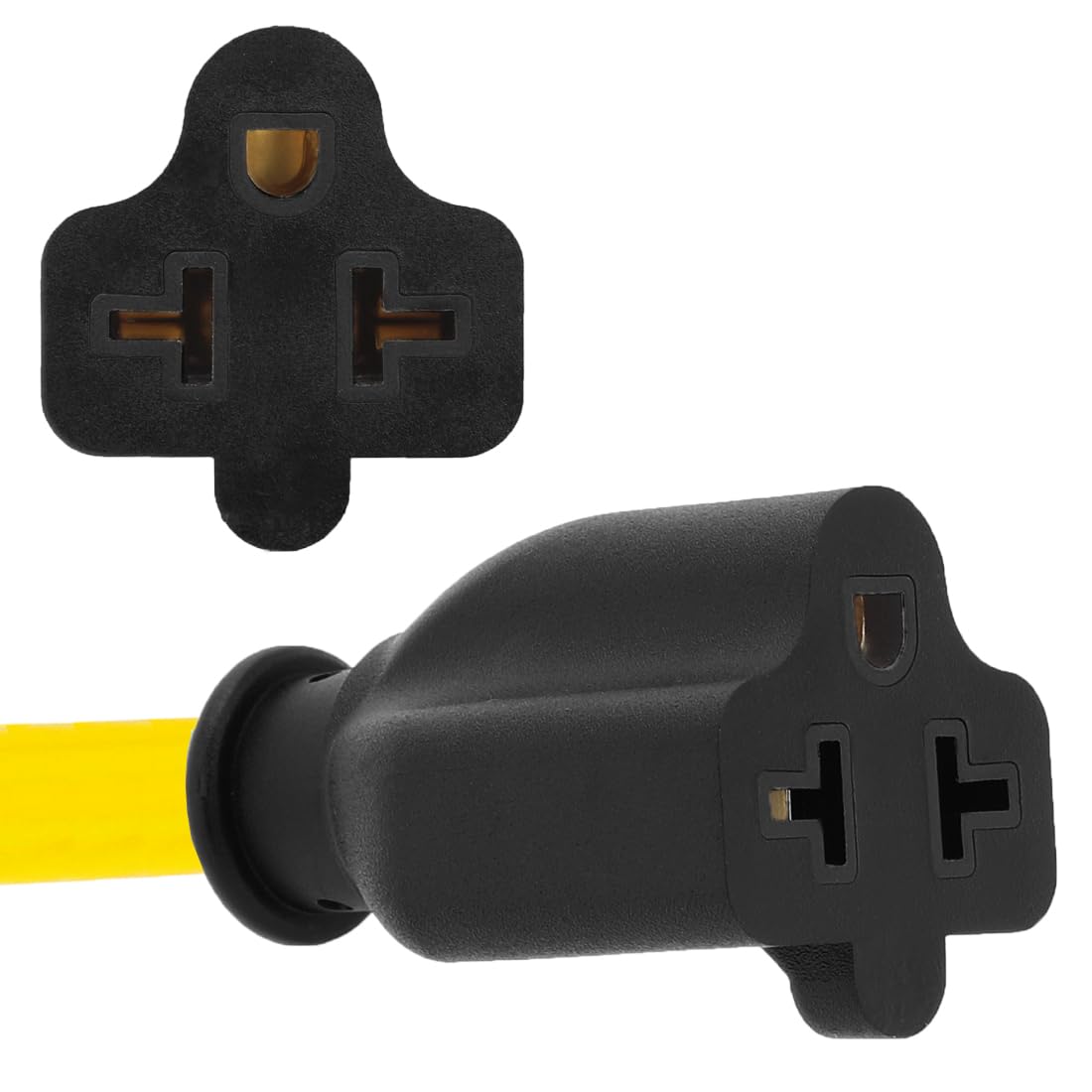 15 Amp Household AC Plug to 20 Amp T Blade Adapter Cable - 4-in-1 Nema5-15P to 5-15R, 5-15P to 5-20R, 5-15P to 6-15R, 5-15P to 6-20R