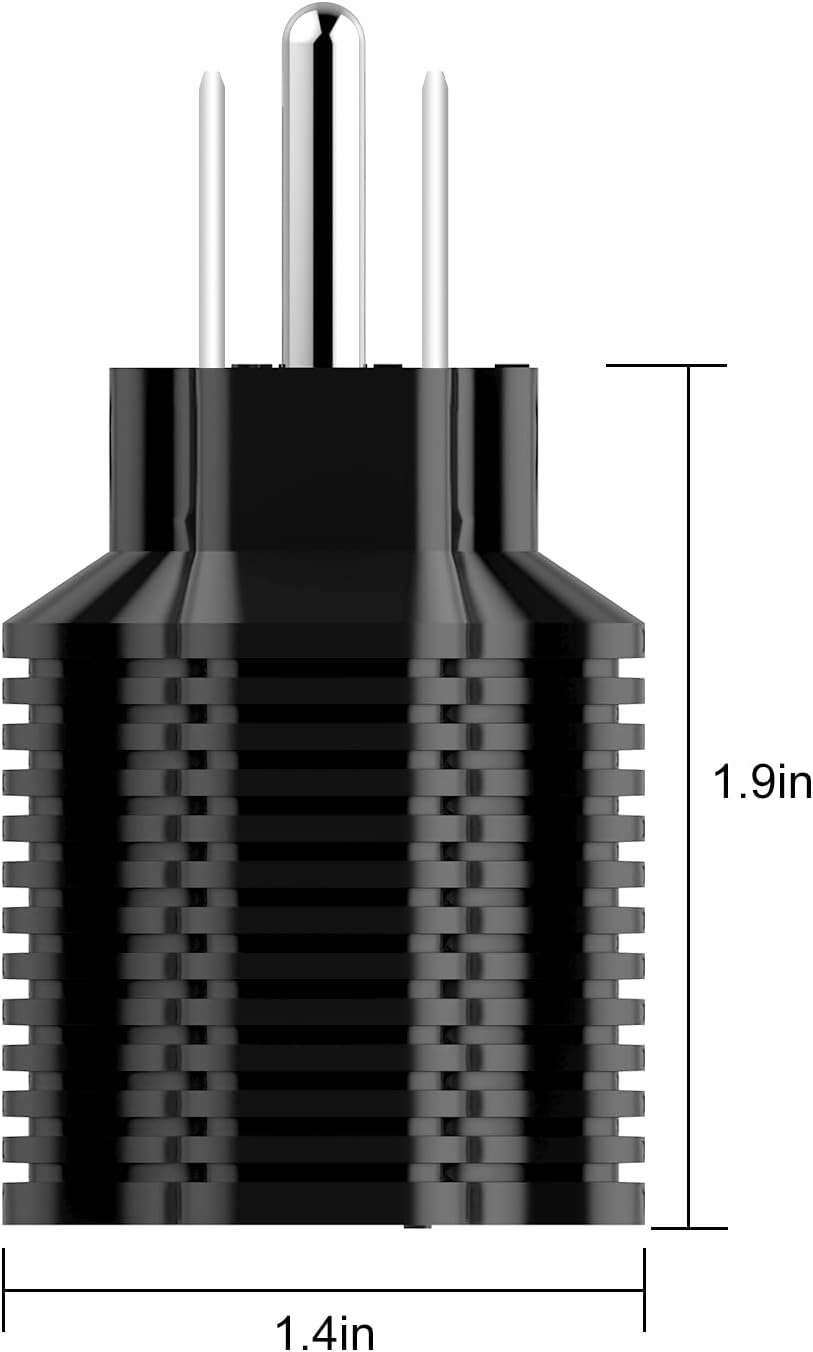 15 Amp Household AC Plug to 20 Amp T Blade Adapter Nema 5-15P to 5-15/20R Outlet Adapter - Converter for 15A 125V to 20A 125V Adapter
