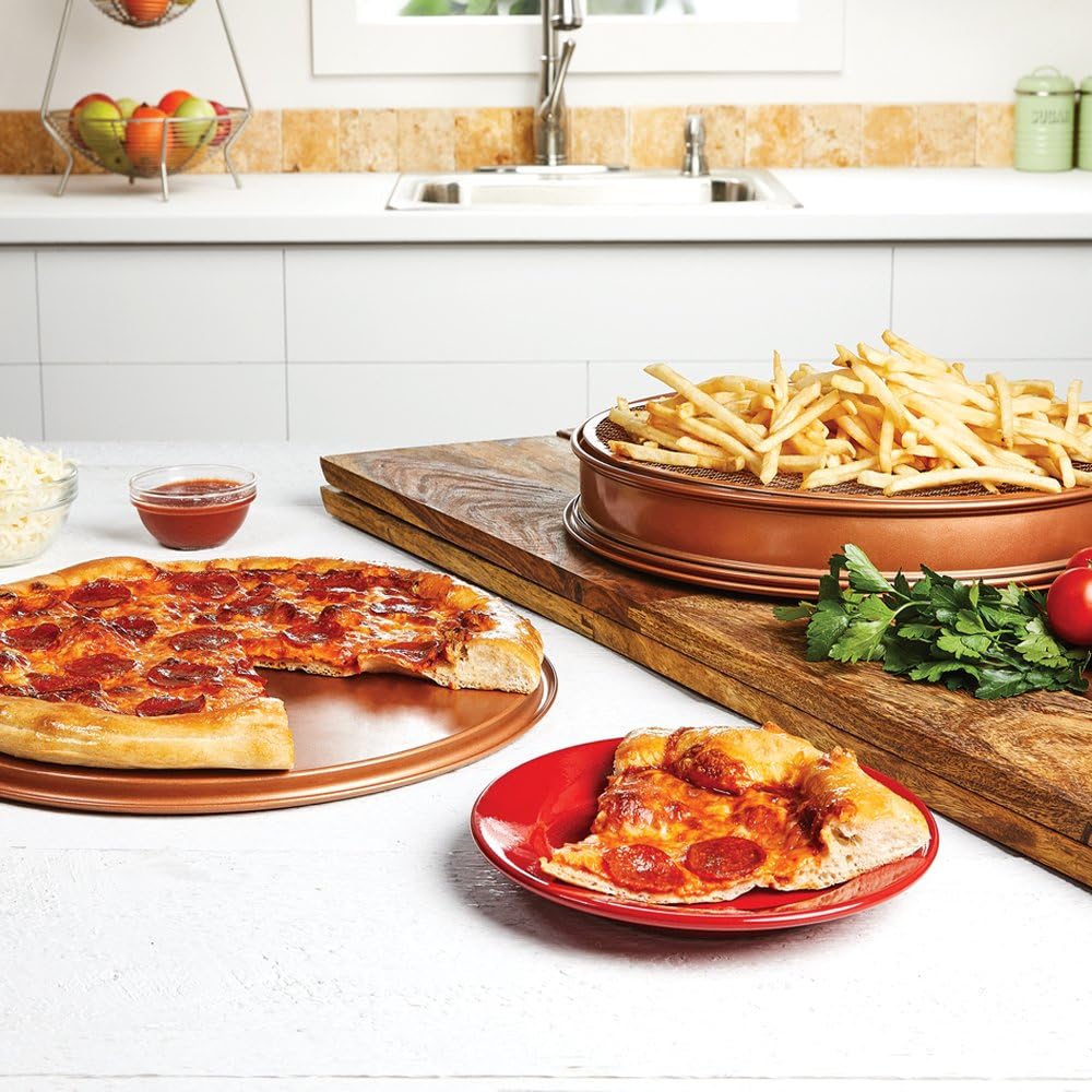 15" Copper Chef Perfect Pizza Pan with Crisper - Dual-Purpose Cooking Pan for Crispy Pizzas