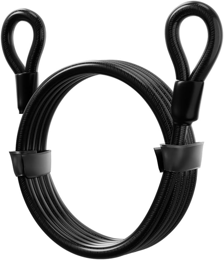 15 ft. Flexible Steel Loop Cable with Looped Ends for Security, 1 Pack - Black