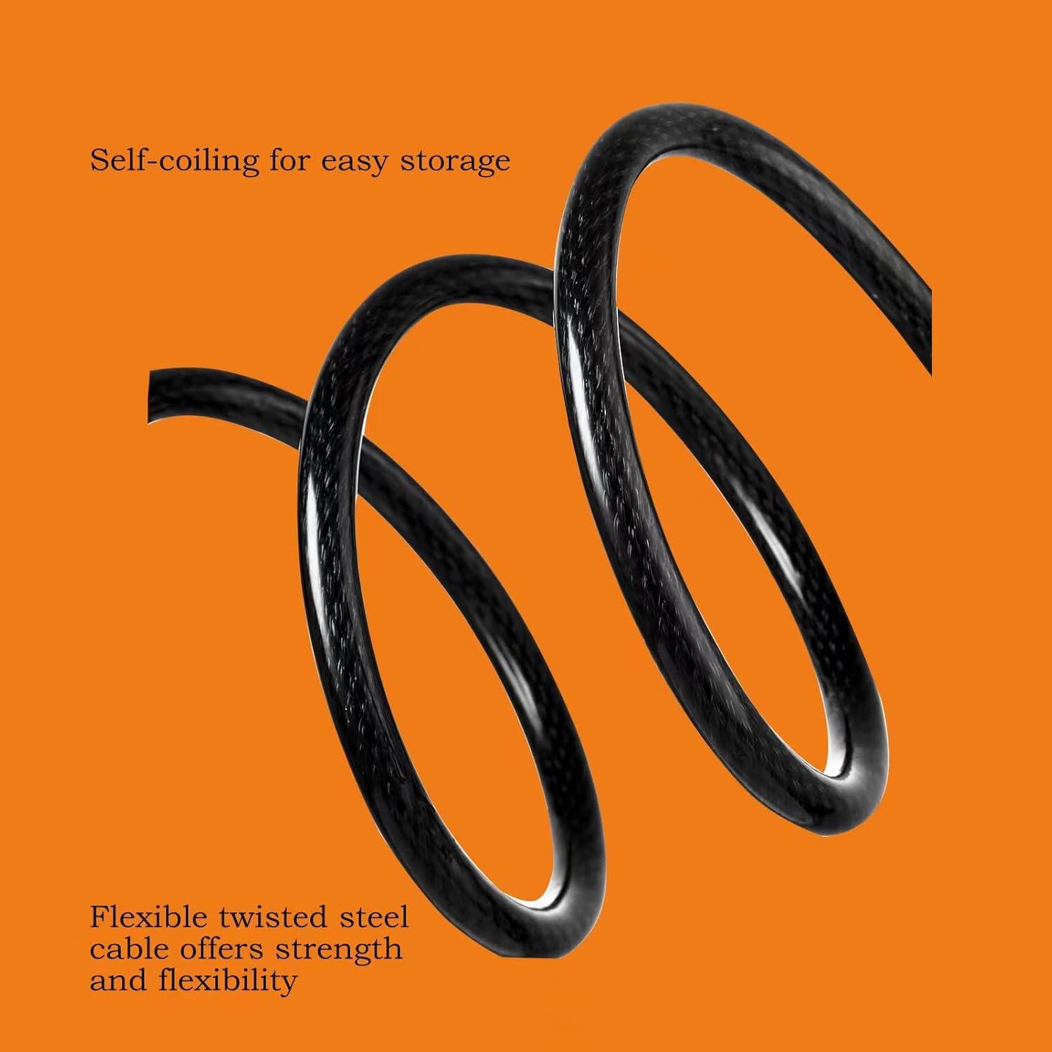 15 ft. Flexible Steel Loop Cable with Looped Ends for Security, 1 Pack - Black