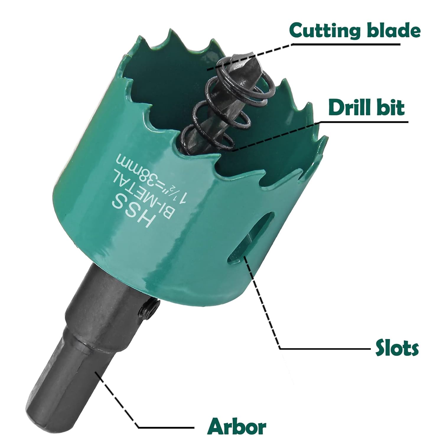 1.5 Inch Hole Saw with Arbor for Smooth Cutting in Cornhole Boards, Plastic, Wood, Fiberboard, and Drywall