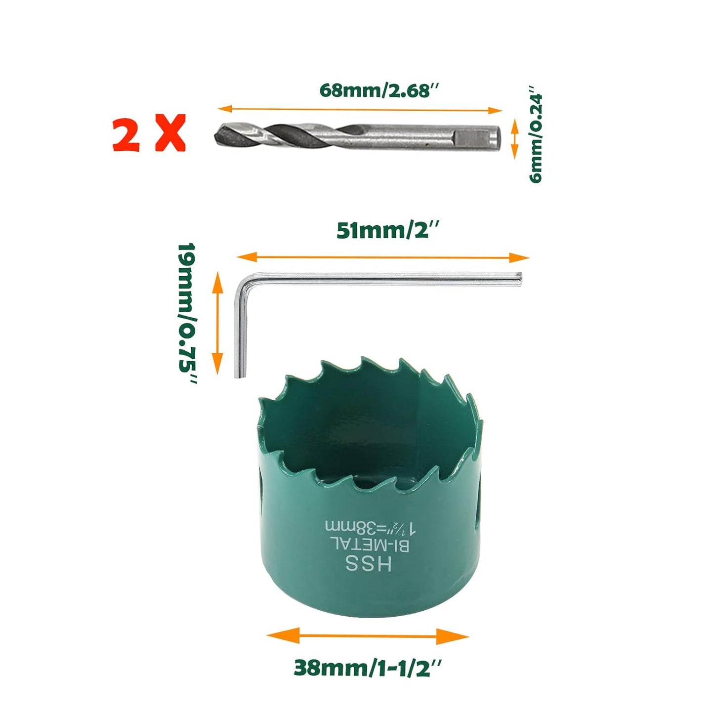 1.5 Inch Hole Saw with Arbor for Smooth Cutting in Cornhole Boards, Plastic, Wood, Fiberboard, and Drywall