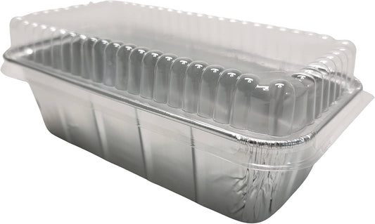 1.5 lb Disposable Aluminum Loaf Pan with Plastic Lid (208 Pack) - Baking/Cooking Pans for Bread, Cake - KitchenDance Foil Pans