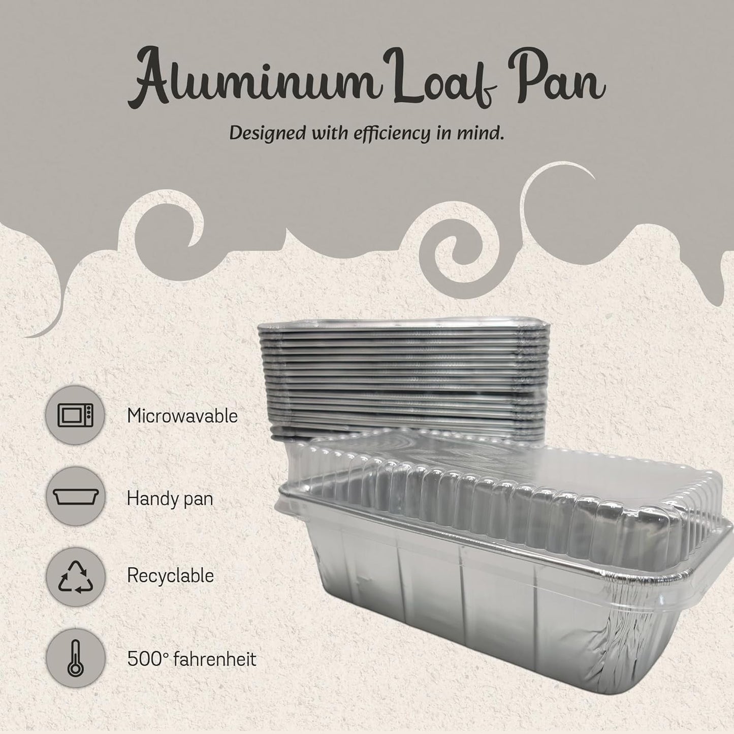 1.5 lb Disposable Aluminum Loaf Pan with Plastic Lid (208 Pack) - Baking/Cooking Pans for Bread, Cake - KitchenDance Foil Pans