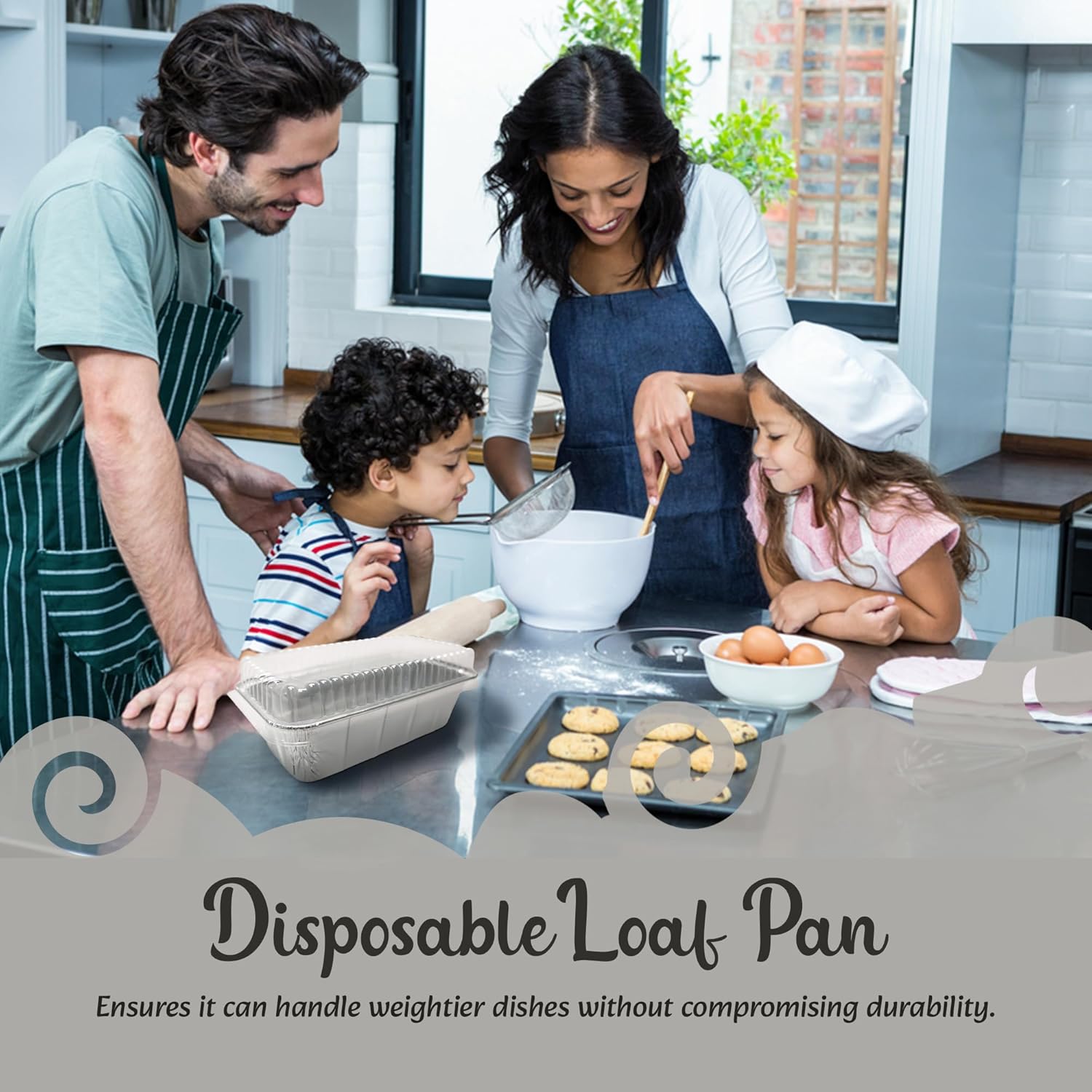 1.5 lb Disposable Aluminum Loaf Pan with Plastic Lid (208 Pack) - Baking/Cooking Pans for Bread, Cake - KitchenDance Foil Pans