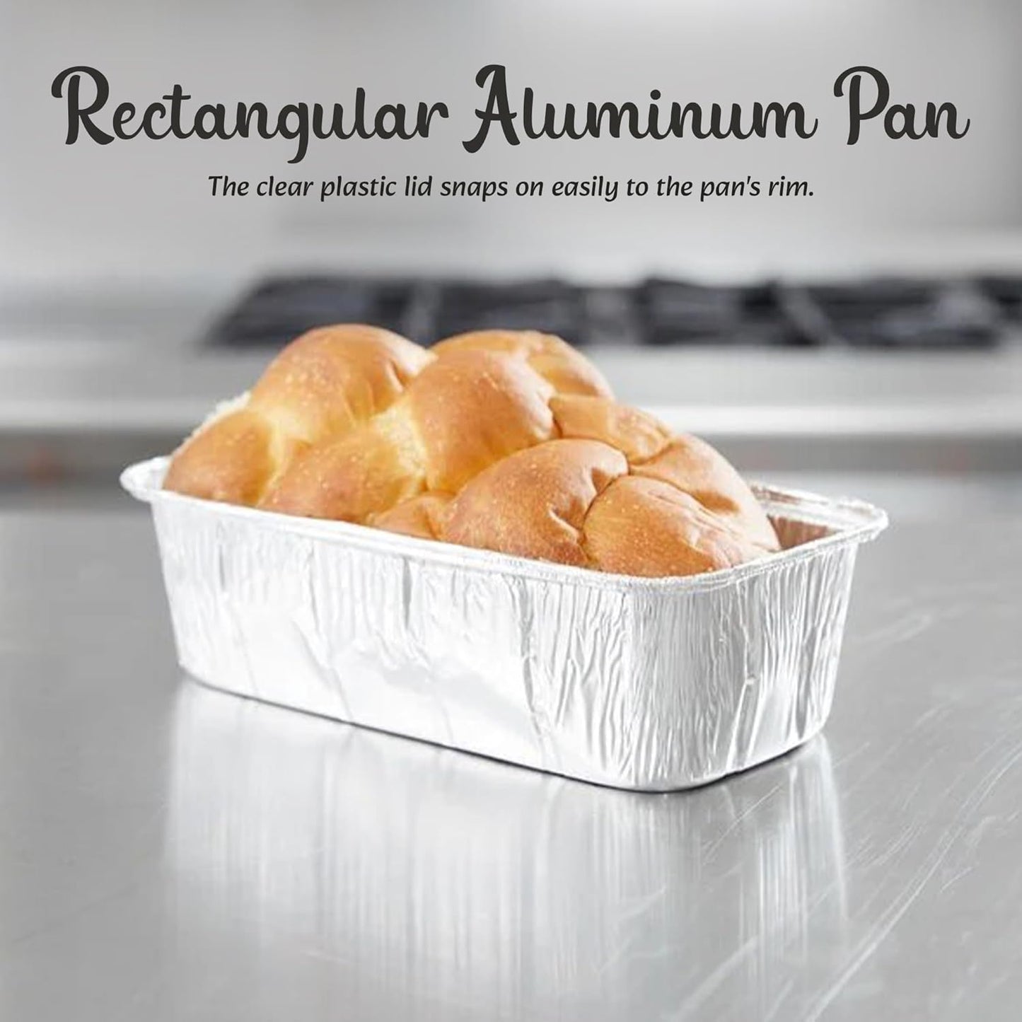 1.5 lb Disposable Aluminum Loaf Pan with Plastic Lid (208 Pack) - Baking/Cooking Pans for Bread, Cake - KitchenDance Foil Pans