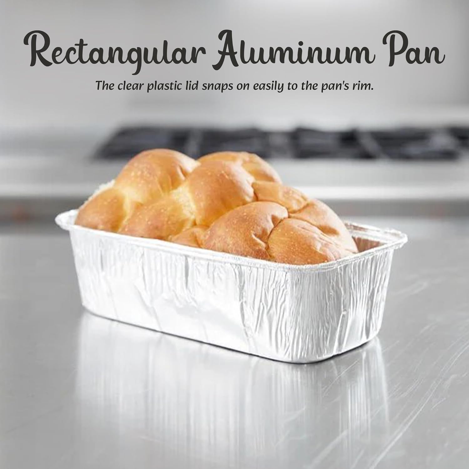 1.5 lb Disposable Aluminum Loaf Pan with Plastic Lid (208 Pack) - Baking/Cooking Pans for Bread, Cake - KitchenDance Foil Pans