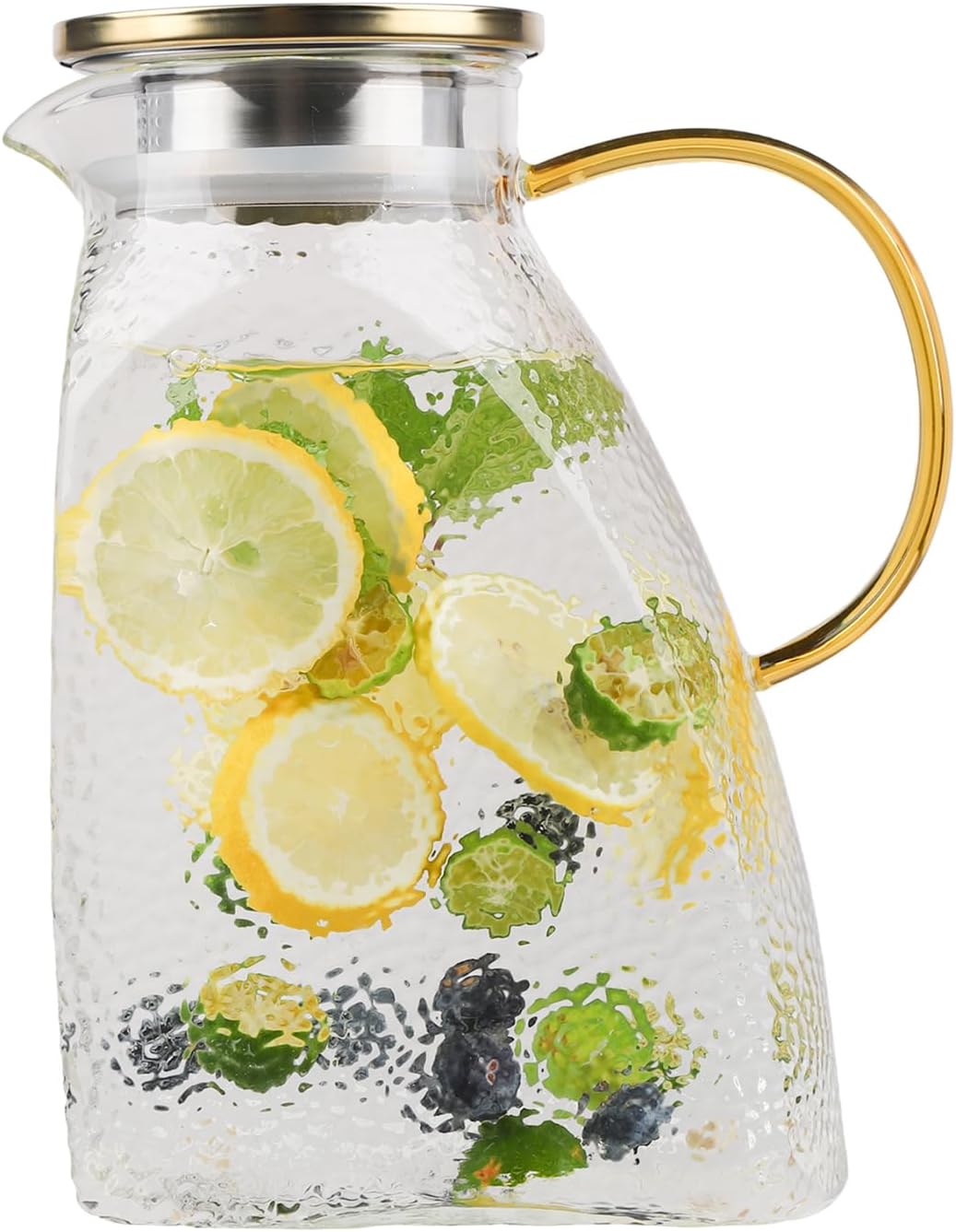 1.5 Liter Glass Water Pitcher with Lid and Handle for Fridge - Ideal for Tea, Lemonade, Juice, Coffee, and Milk