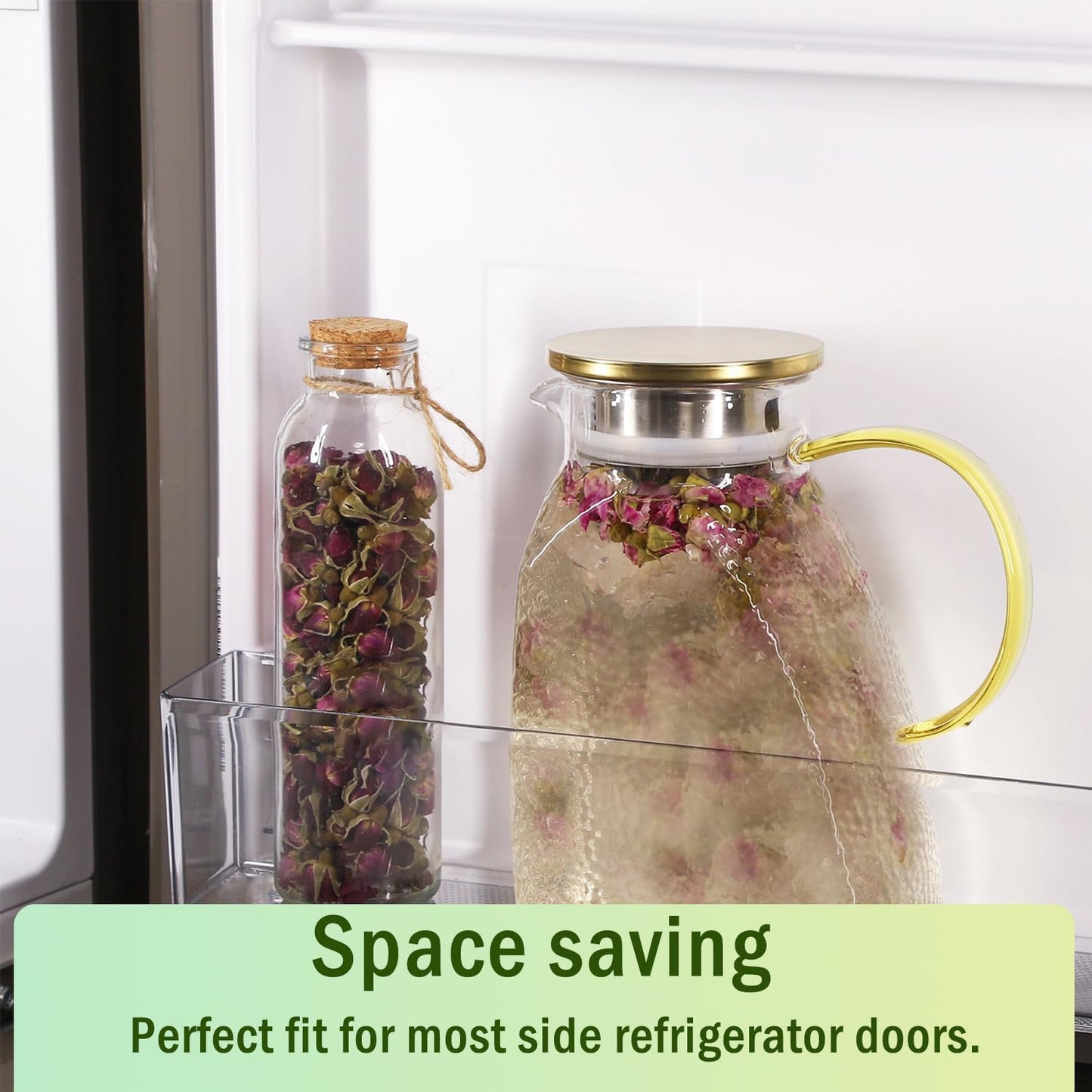 1.5 Liter Glass Water Pitcher with Lid and Handle for Fridge - Ideal for Tea, Lemonade, Juice, Coffee, and Milk