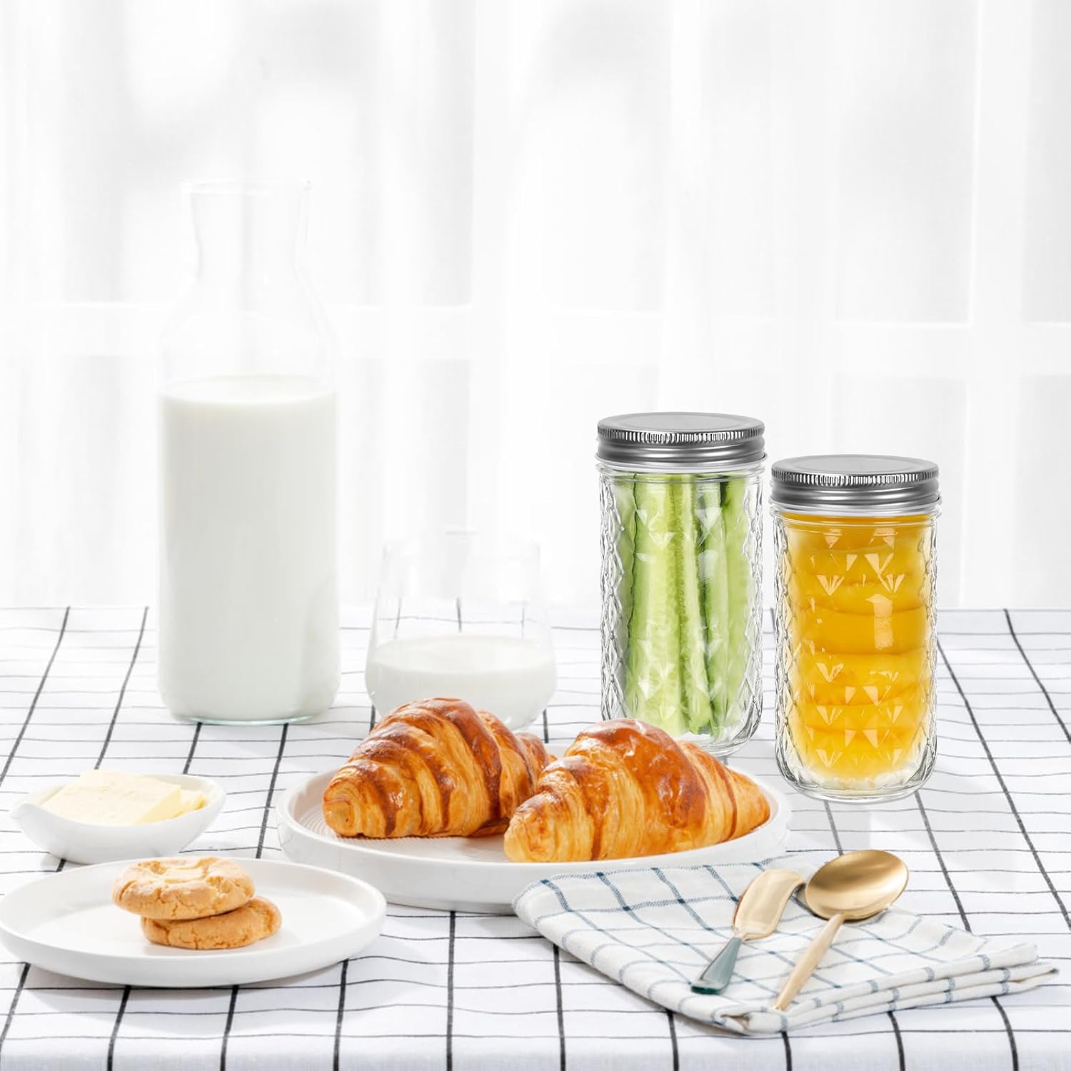 15 Pack 12oz Mason Jars with Silver Metal Lids - Glass Regular Mouth Canning Jars for Honey, Jam, Jelly, Favors, and Storage