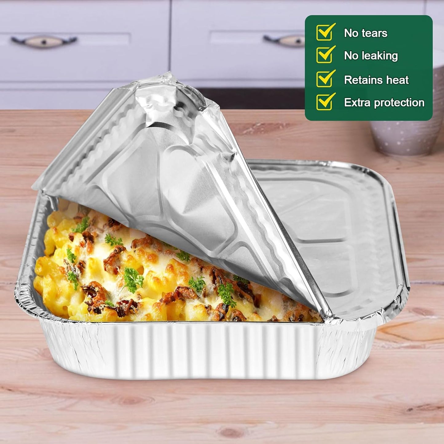 15 Pack Alfolic 8x8 Square Disposable Aluminum Foil Pans with Lids - Perfect for Air Fryer, Oven, and Cooking