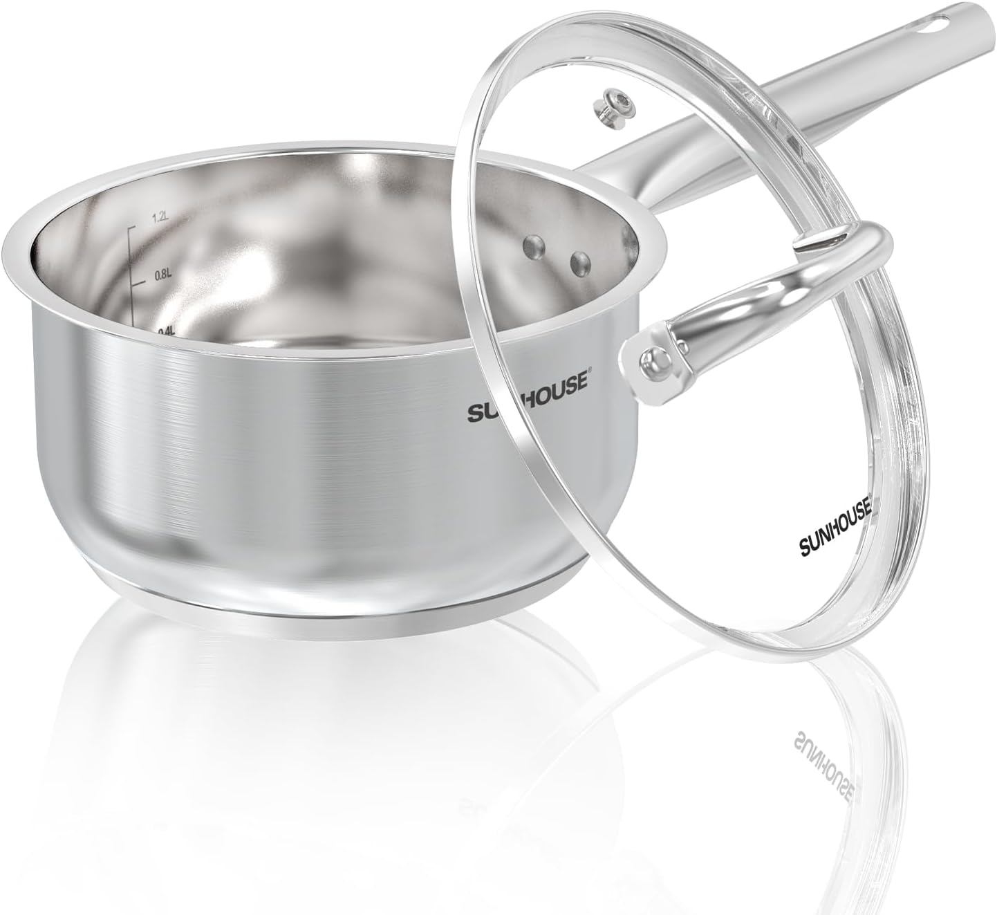 1.5 Quart Stainless Steel Sauce Pan with Lid, Stay-Cool Handle, Dishwasher Safe - Compatible with All Cooktops