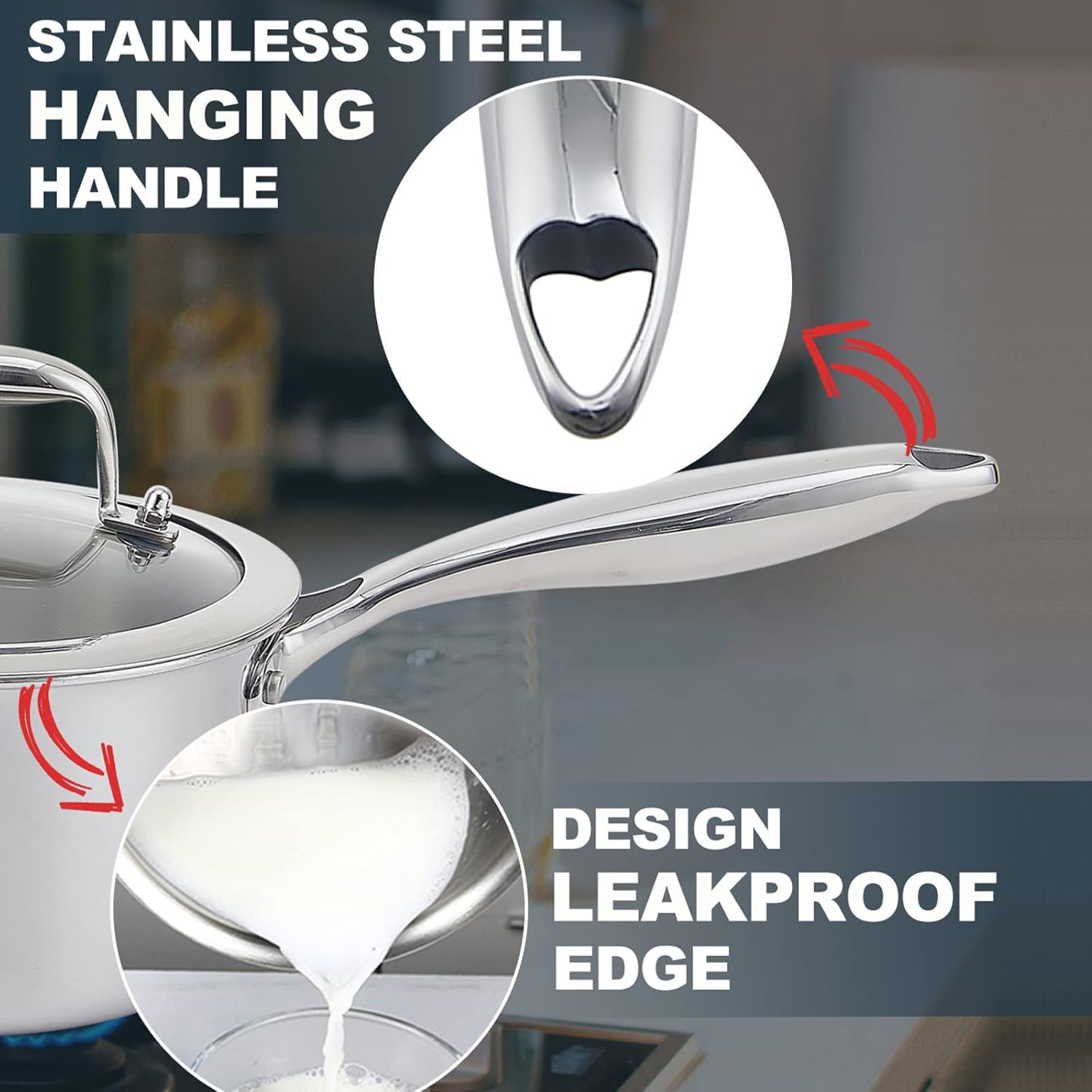 1.5 Quart Stainless Steel Vegetable Steamer Pot with Tri-ply Construction for Induction Stove - Small Pot with Holes Lid for Pasta, Noodles, and Sauce