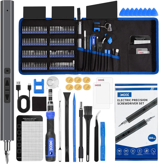 150-in-1 Electric Screwdriver Set with 120 Magnetic Bits - Rechargeable Torque Power Kit for Electronics
