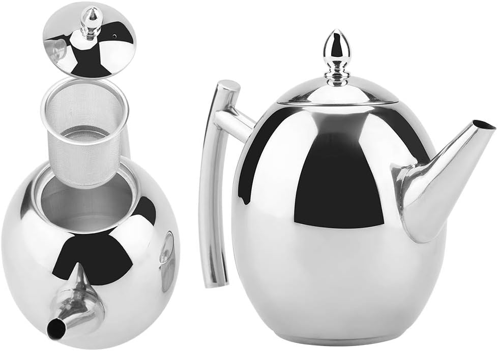 1500ML Stainless Steel Tea Kettle with Removable Mesh Filter - Perfect for Home & Restaurant Use