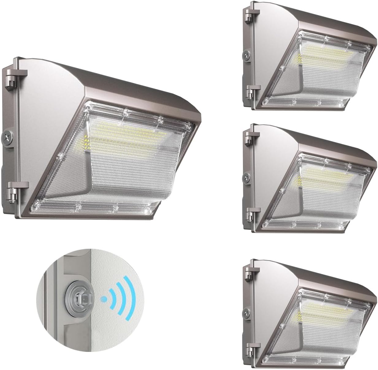 15600LM Waterproof LED Wall Pack Light with Dusk to Dawn Photocell - 120W, 5000K Outdoor Commercial Lighting (4 Pack)