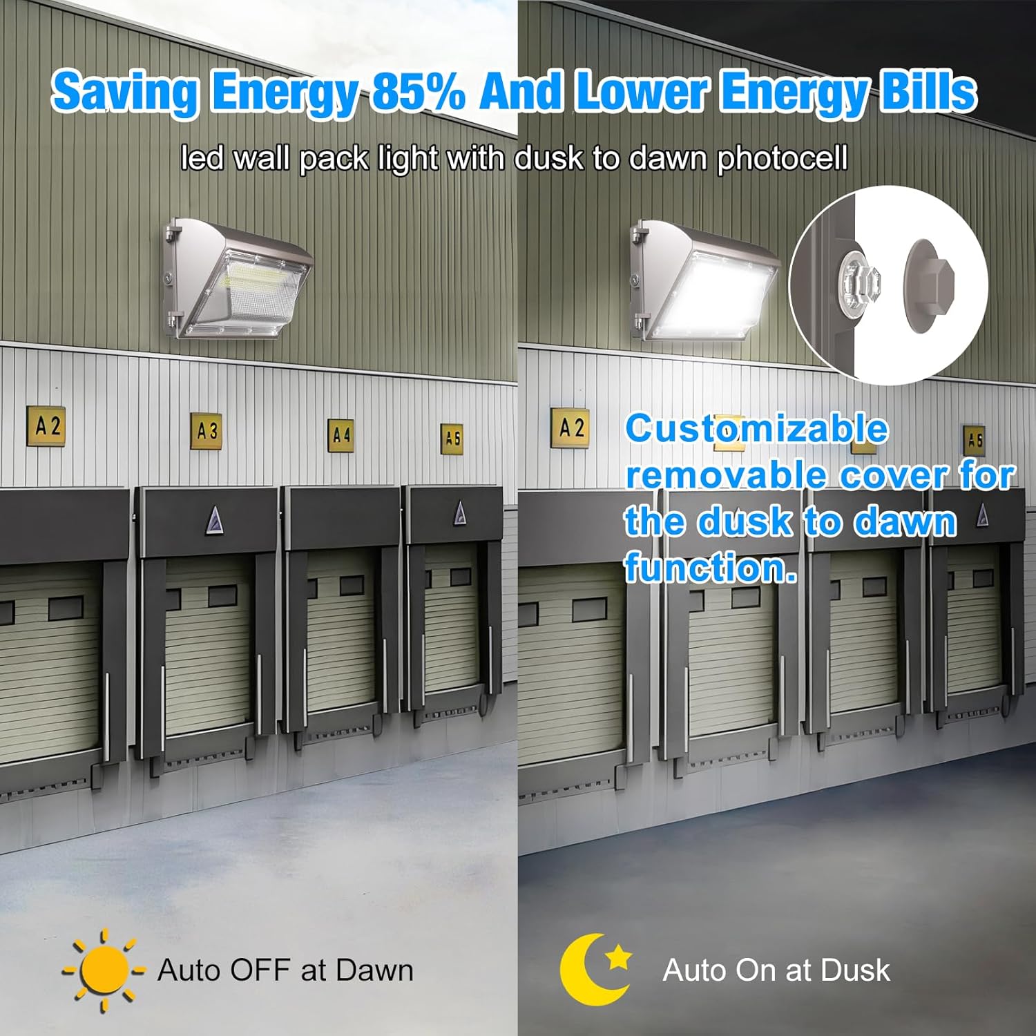 15600LM Waterproof LED Wall Pack Light with Dusk to Dawn Photocell - 120W, 5000K Outdoor Commercial Lighting (4 Pack)