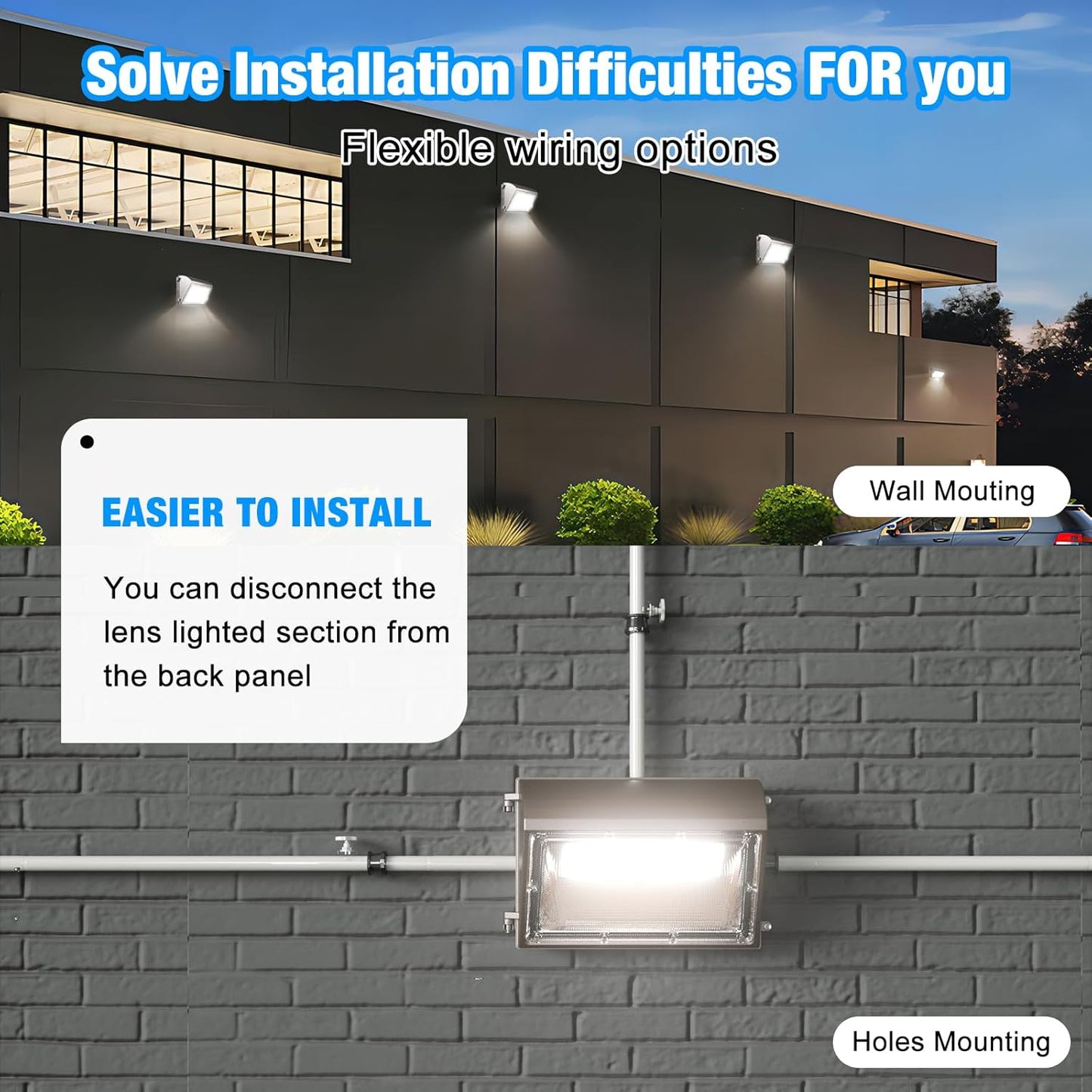 15600LM Waterproof LED Wall Pack Light with Dusk to Dawn Photocell - 120W, 5000K Outdoor Commercial Lighting (4 Pack)