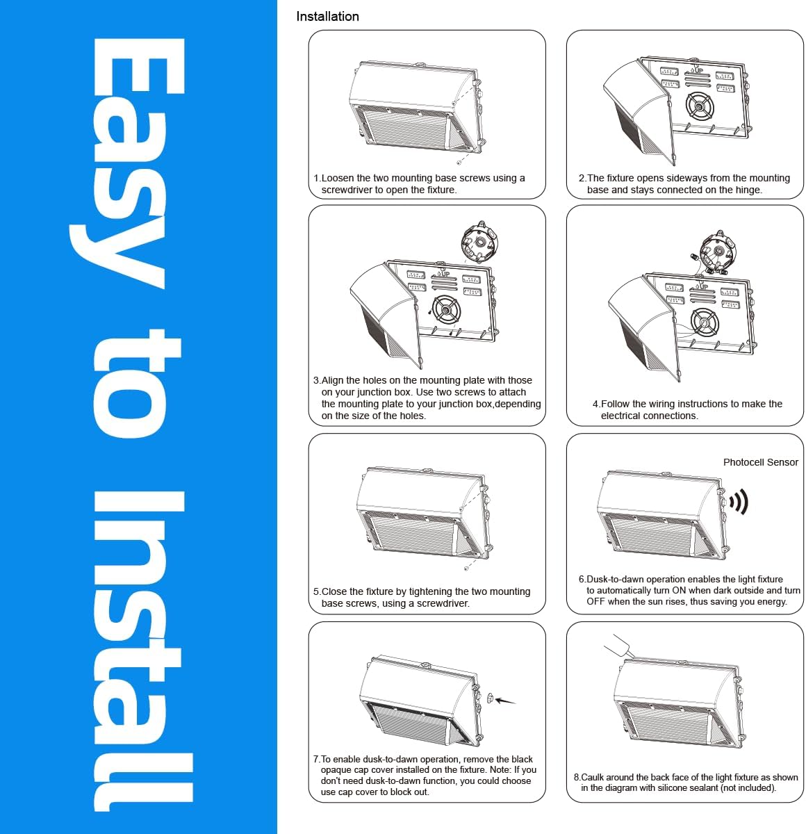 15600LM Waterproof LED Wall Pack Light with Dusk to Dawn Photocell - 120W, 5000K Outdoor Commercial Lighting (4 Pack)