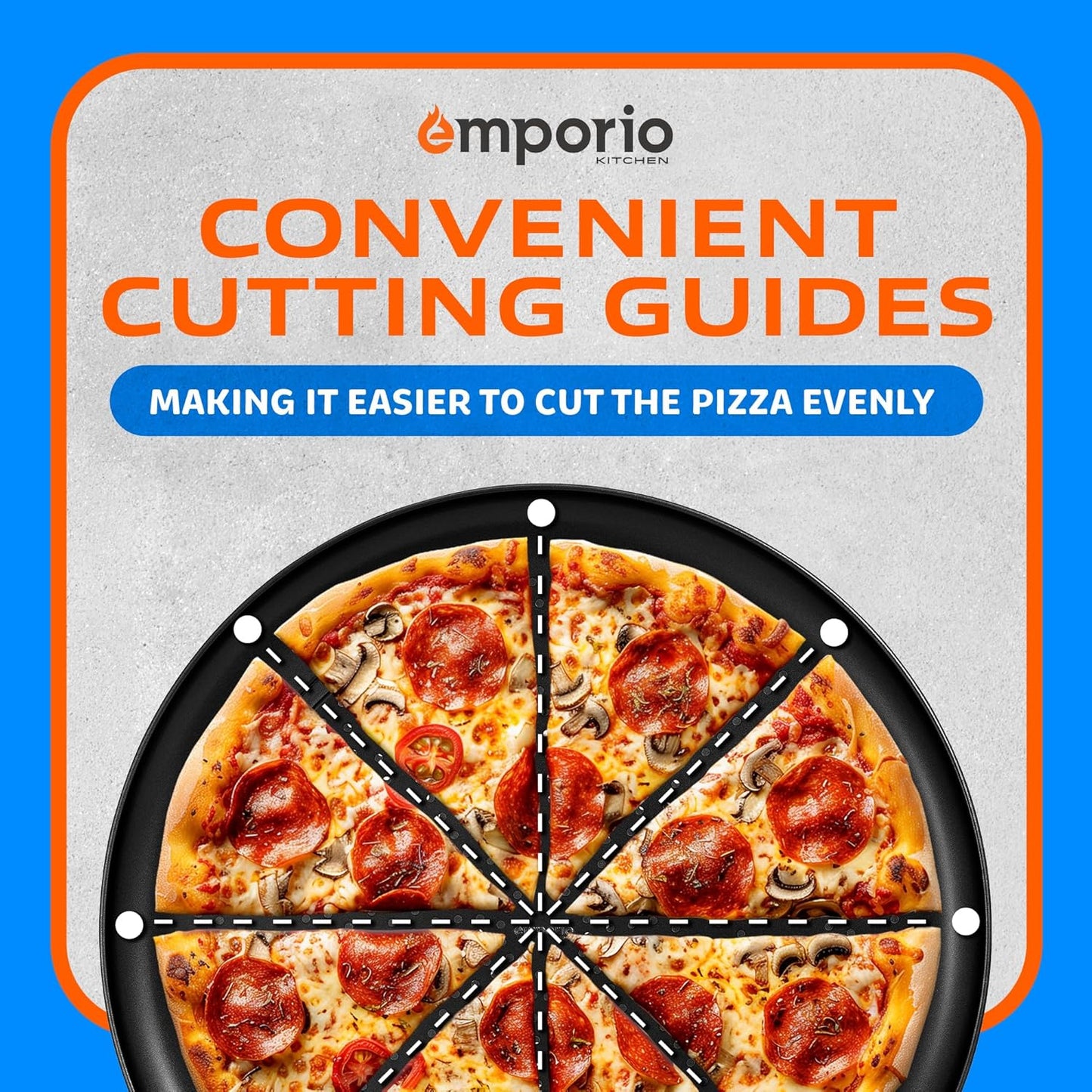 15.75-Inch Round Perforated Carbon Steel Pizza Baking Pan with Non-Stick Coating - Dishwasher & Oven Safe, Gray