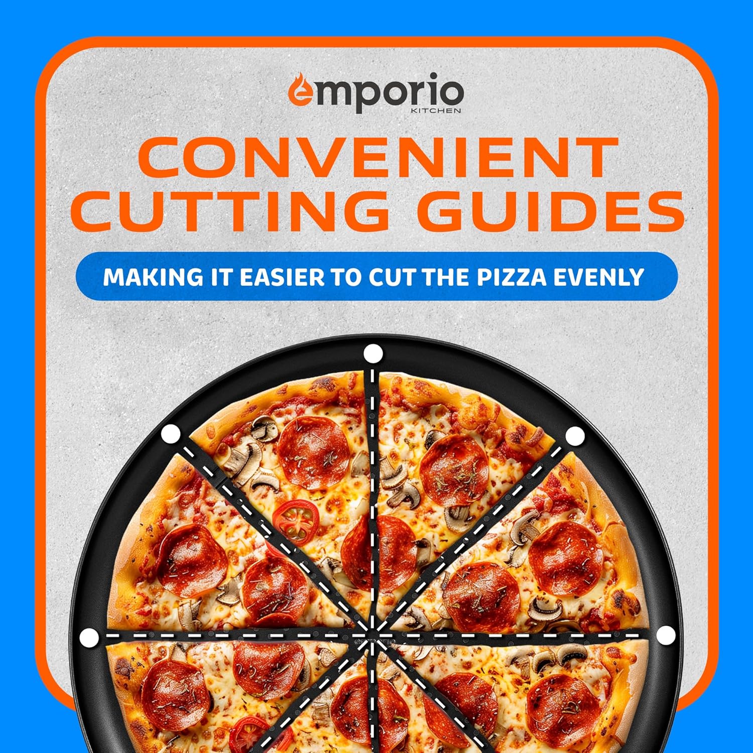 15.75-Inch Round Perforated Carbon Steel Pizza Baking Pan with Non-Stick Coating - Dishwasher & Oven Safe, Gray