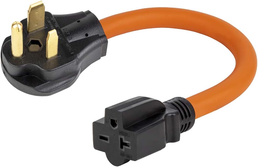 1.5FT Nema 6-50P to 6-15R/6-20R Welder Power Adapter Cord - 50-Amp to 20-Amp T-Blade Adapter
