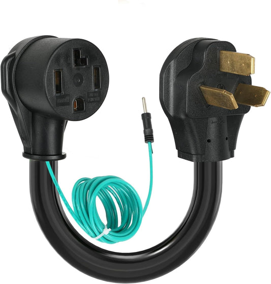 1.5FT Welder Plug Adapter Cord NEMA 10-50P Male to Dryer 14-30R Female with Ground Wire - 30A, 125V/250V - 3 Prong to 4 Prong Dryer Adapter