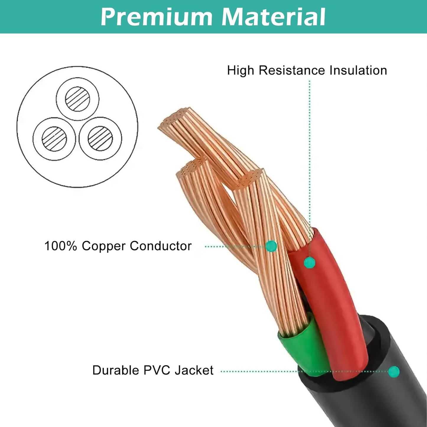 1.5FT Welder Plug Adapter Cord NEMA 10-50P Male to Dryer 14-30R Female with Ground Wire - 30A, 125V/250V - 3 Prong to 4 Prong Dryer Adapter